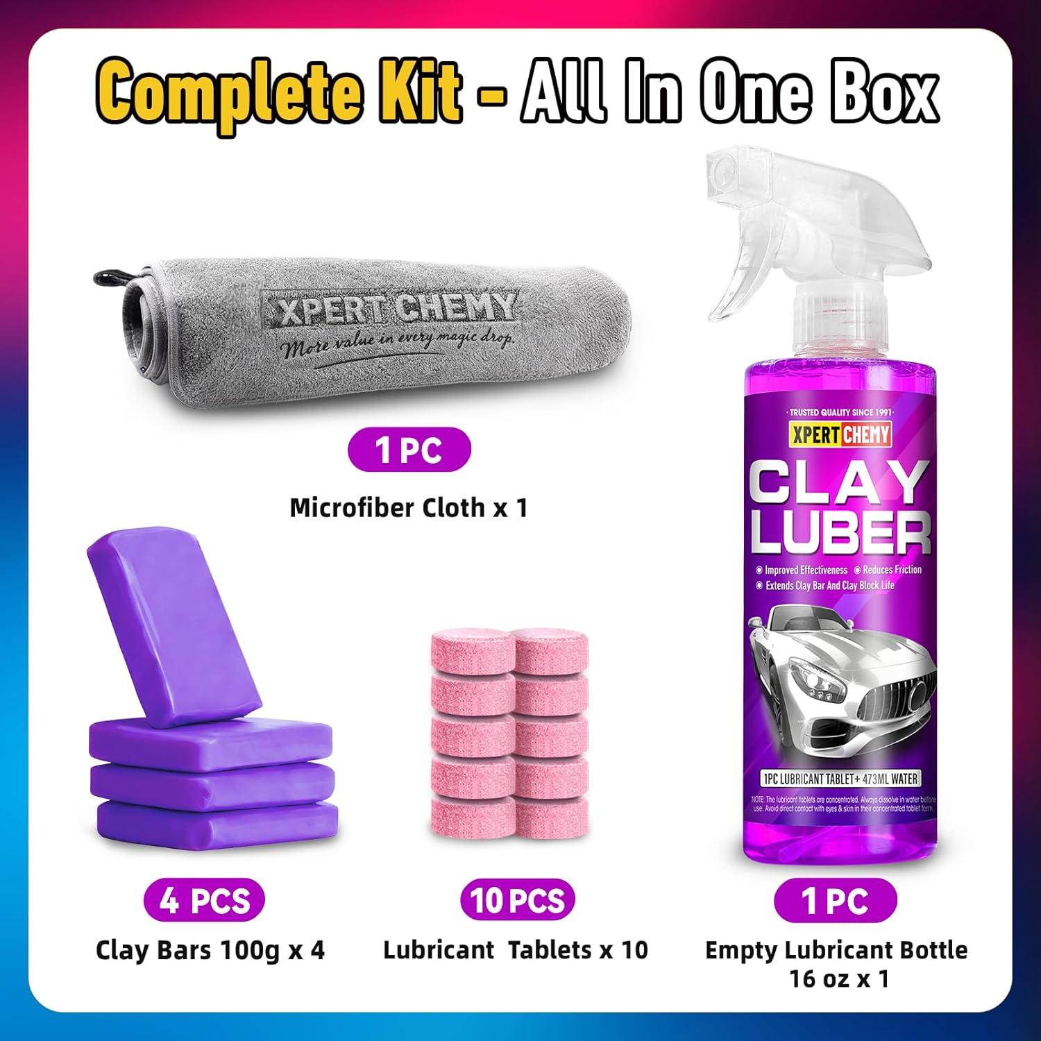 Barras de Arcilla para Auto XPERTCHEMY 400g y Lubricante 16oz