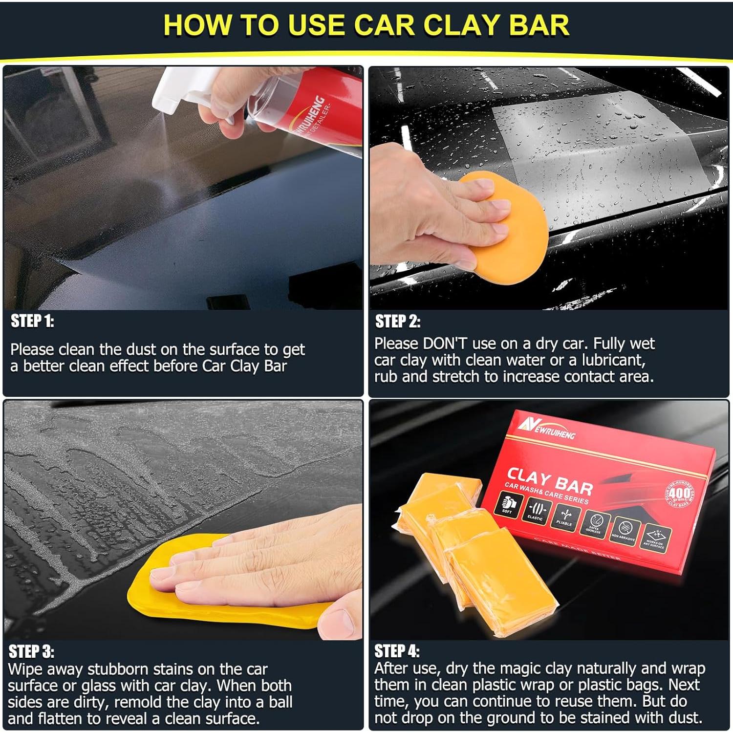 Barra de Arcilla para Automóviles Newruiheng 4 Paquete 400g
