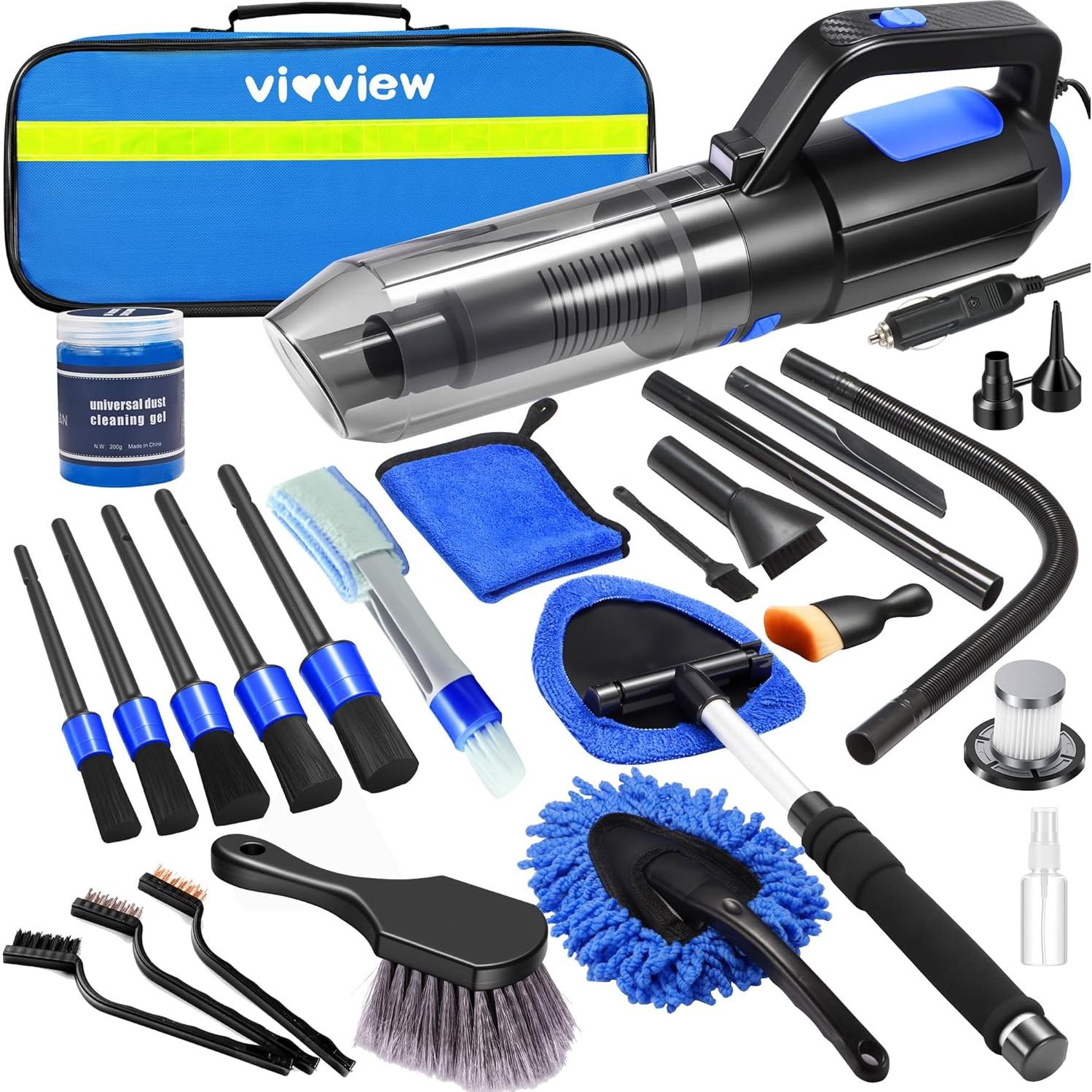 Kit de Limpieza de Autos Vioview 25pcs con Aspiradora 2.3kg