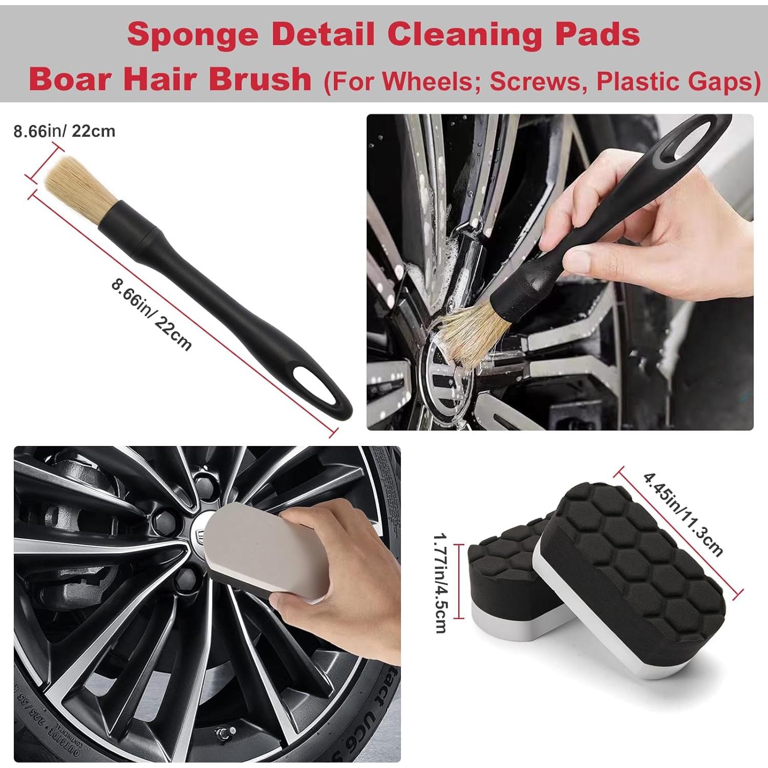 Kit de limpieza de ruedas y neumáticos Wuqazu 8 piezas