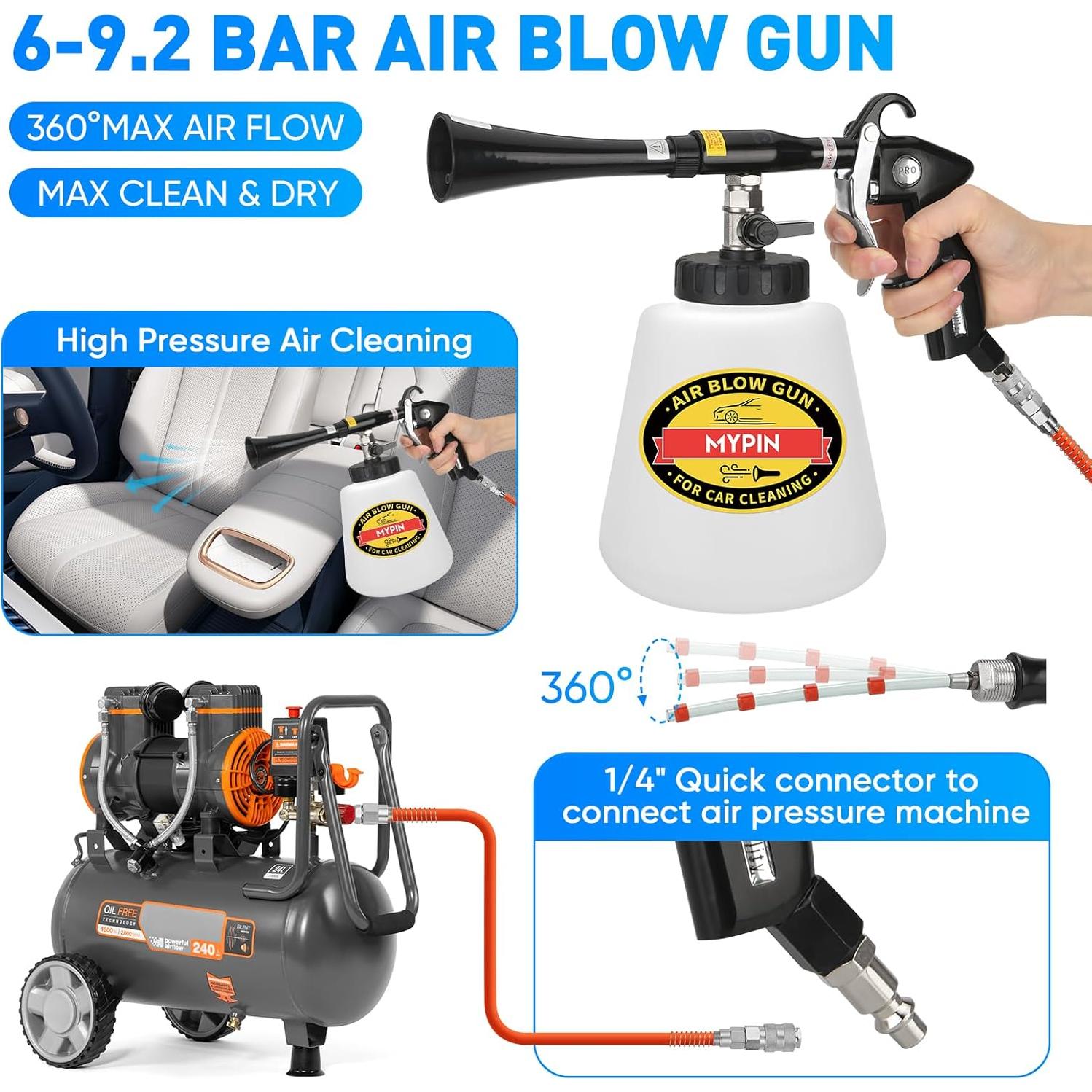 Pistola de Limpieza de Autos MYPIN 6-9.2Bar con Boquillas