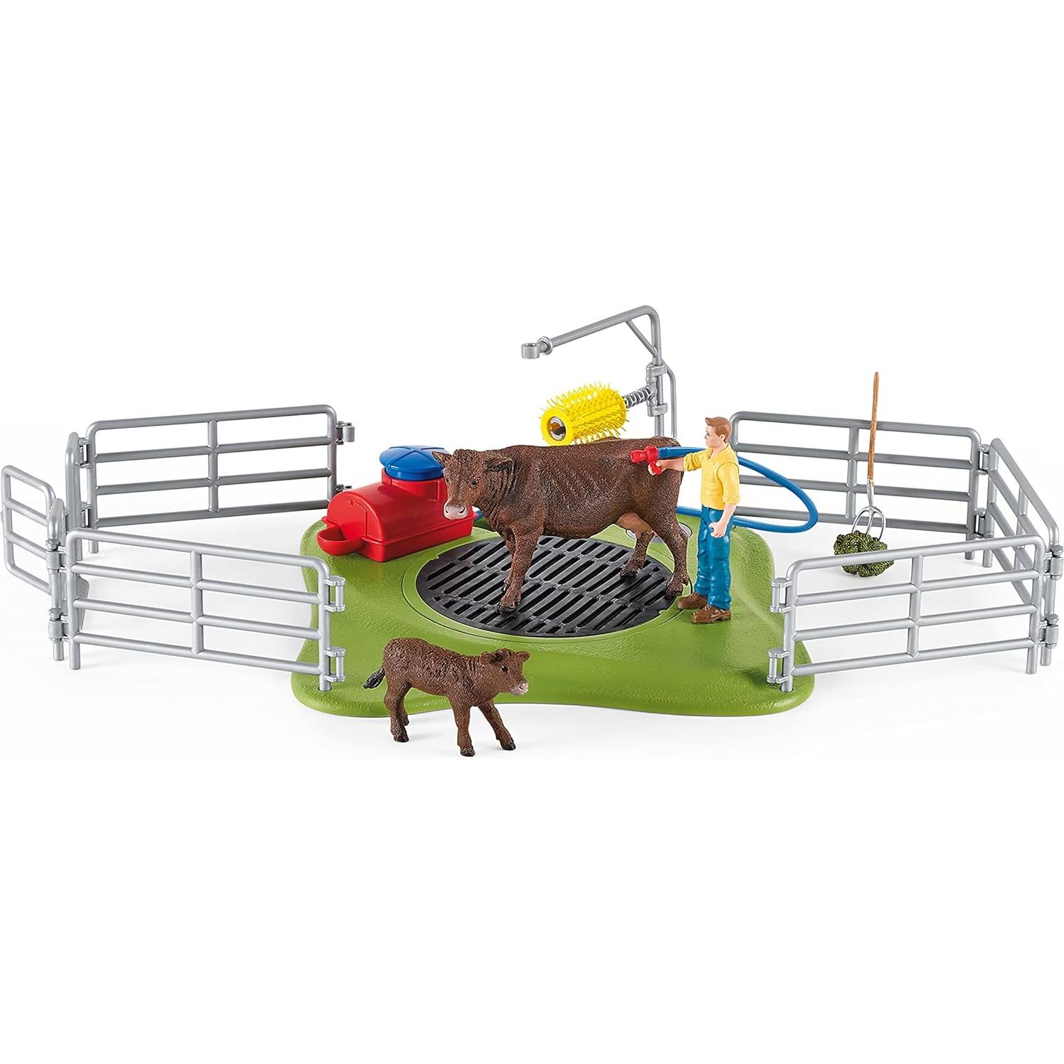 Set de Juego Lavado de Vaca Feliz Schleich 16 Piezas