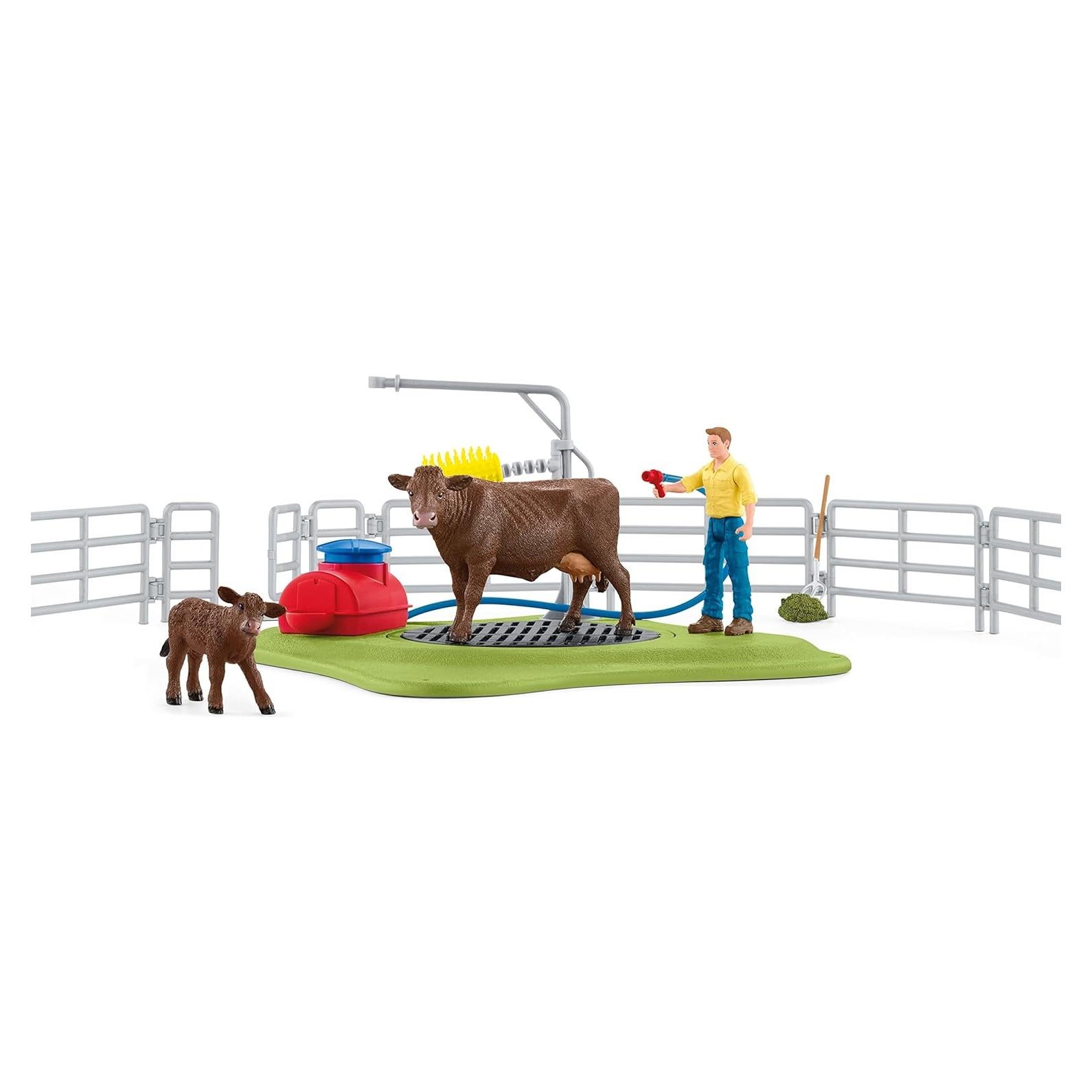 Set de Juego Lavado de Vaca Feliz Schleich 16 Piezas