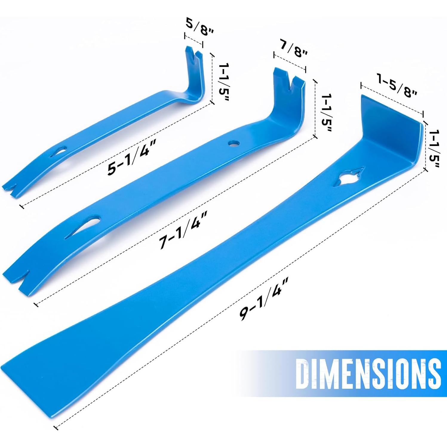 Set de 3 Palancas Planas SHALL - Acero Azul, 13.3cm, 18.4cm, 23.5cm