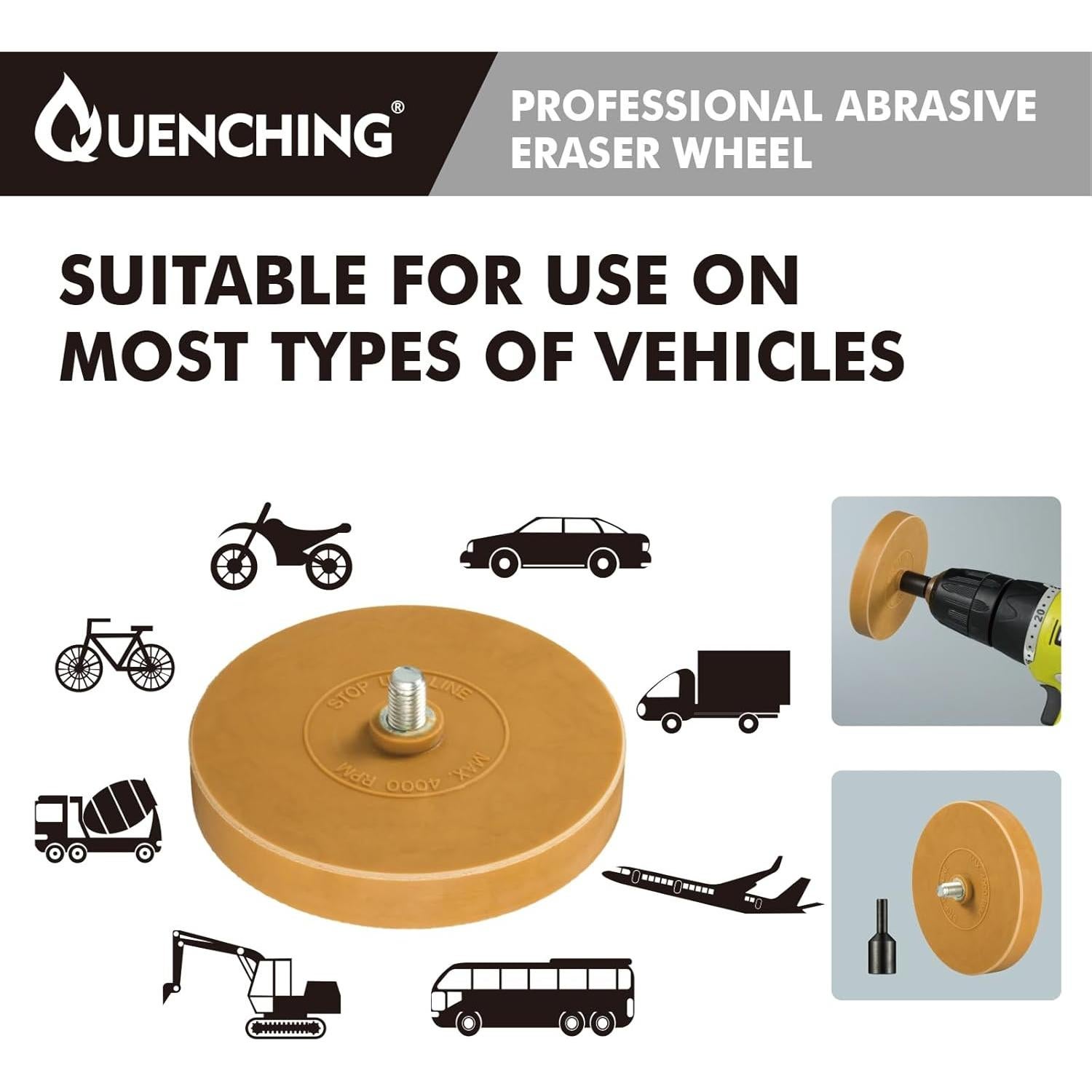 Rueda de Borrado de Calcomanías Quenching 10.8cm para Taladro