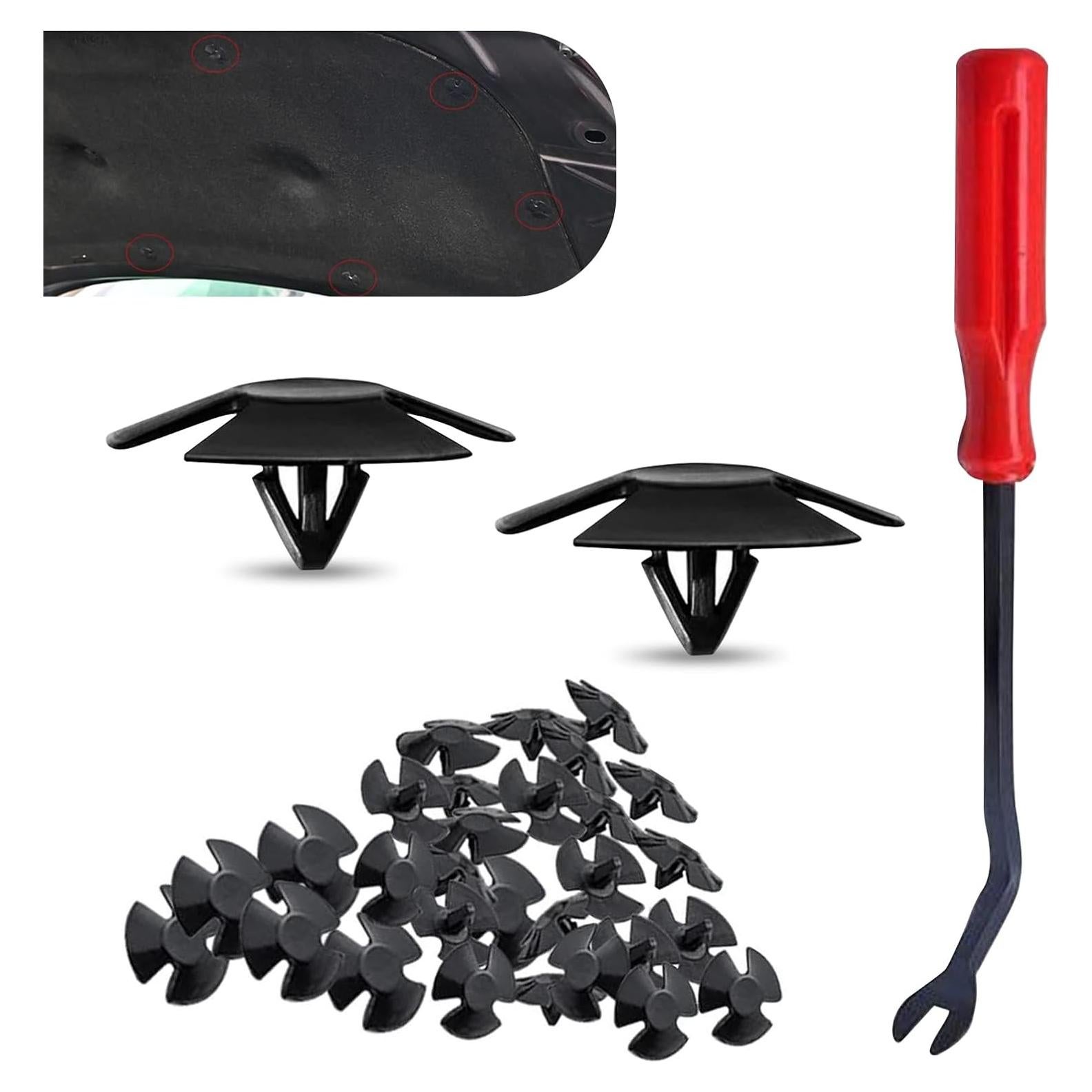 30 Clips Sujetadores Aislamiento Capó Coche Zikefest + Herramienta