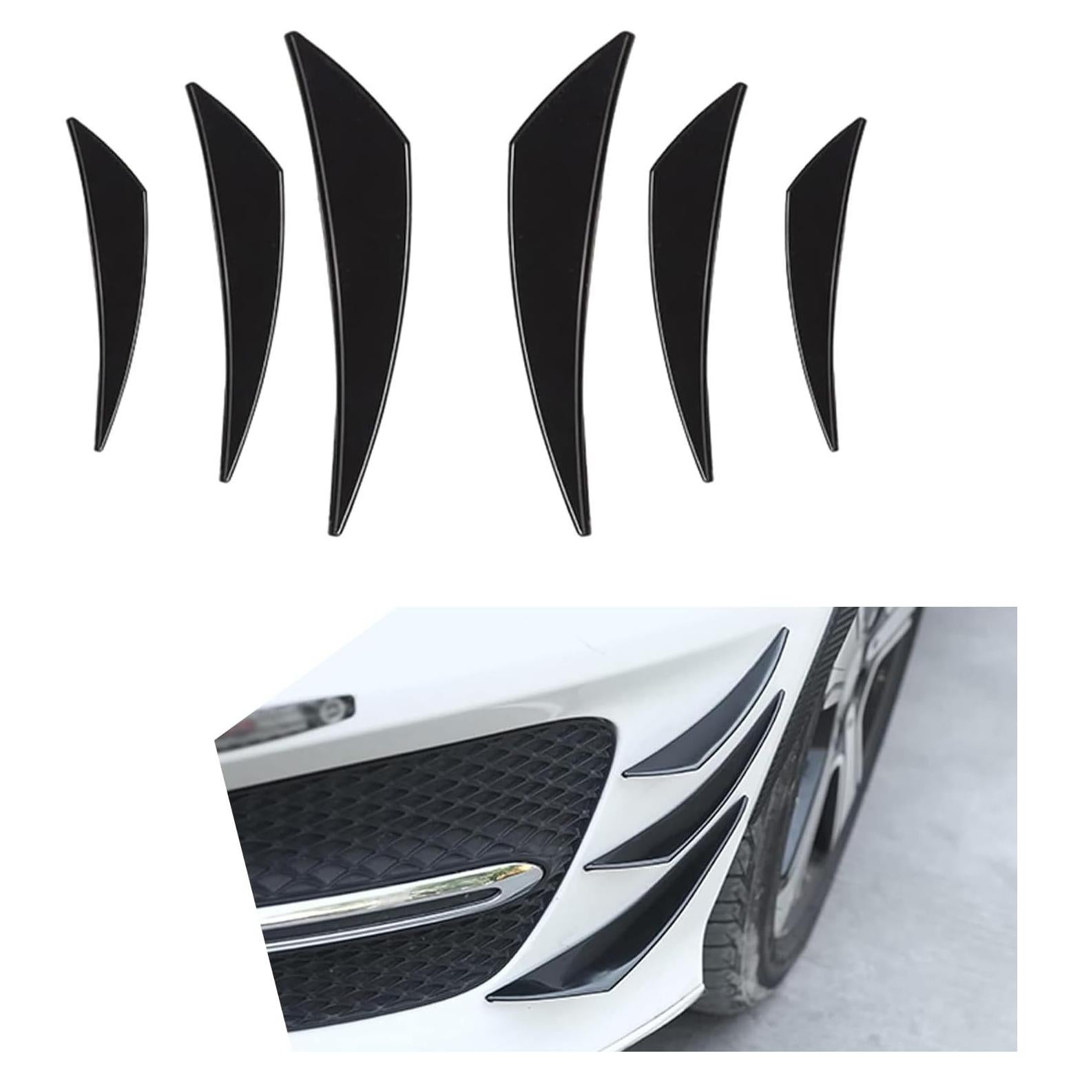 Kit 6 Canards Anticolisión PVC Negro para Spoiler de Coche