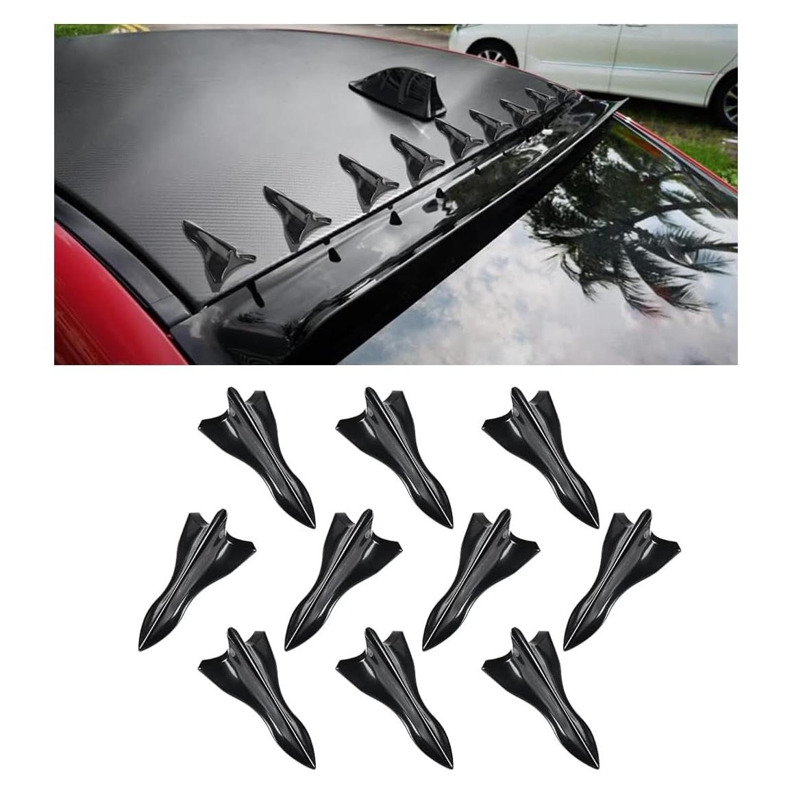 Kit de Difusor de Tiburón para Auto GLSOWEE 10 Piezas Negro
