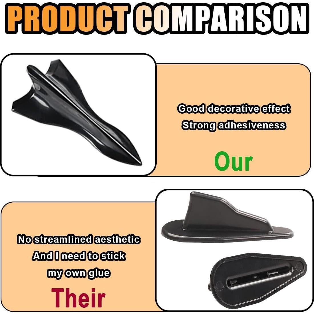 Kit de Difusor de Tiburón para Auto GLSOWEE 10 Piezas Negro