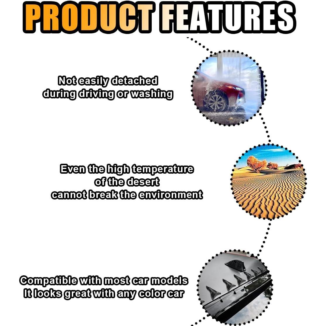 Kit de Difusor de Tiburón para Auto GLSOWEE 10 Piezas Negro