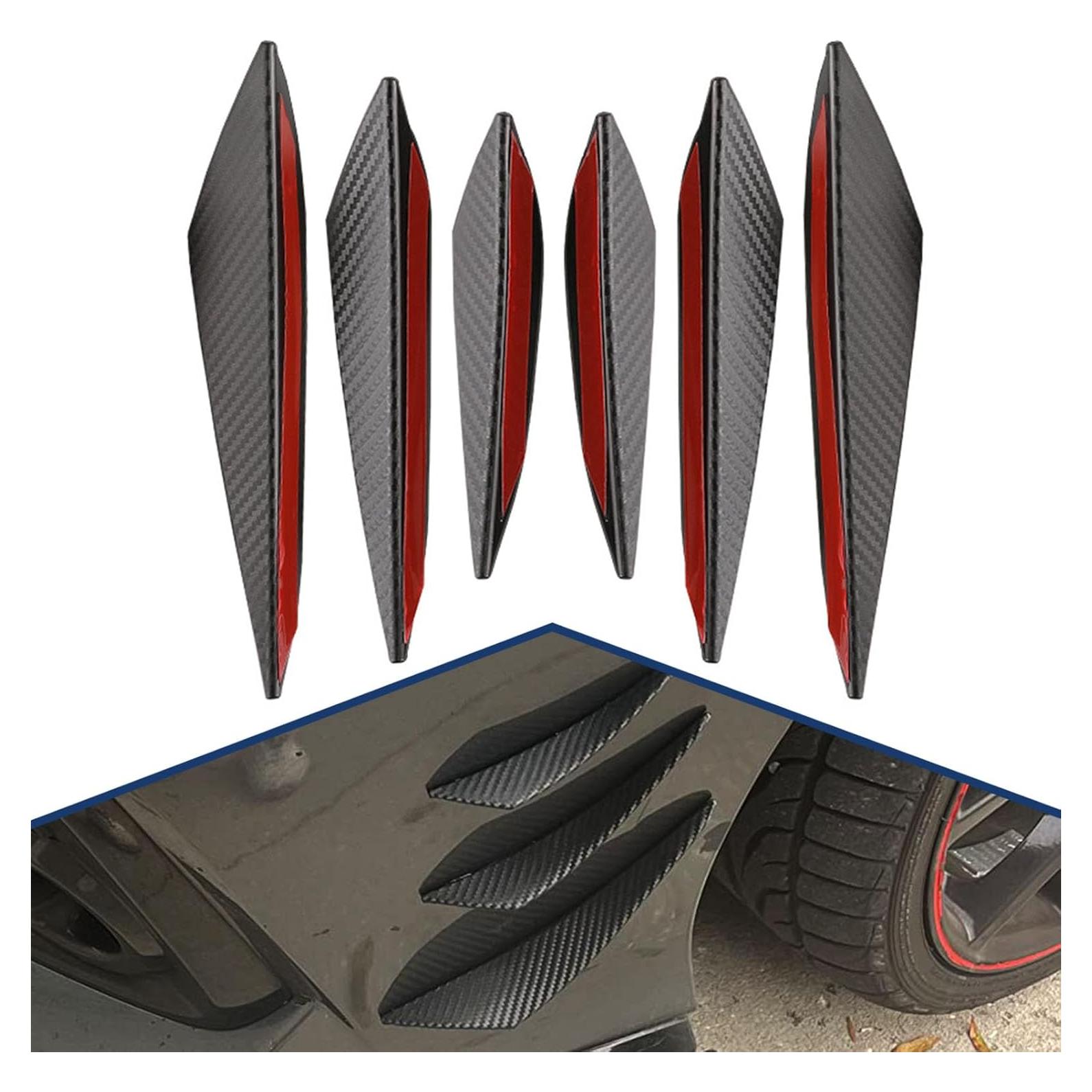 Kit de Spoiler Frontal Yumfugu 6 PCS PVC Carbono Negro