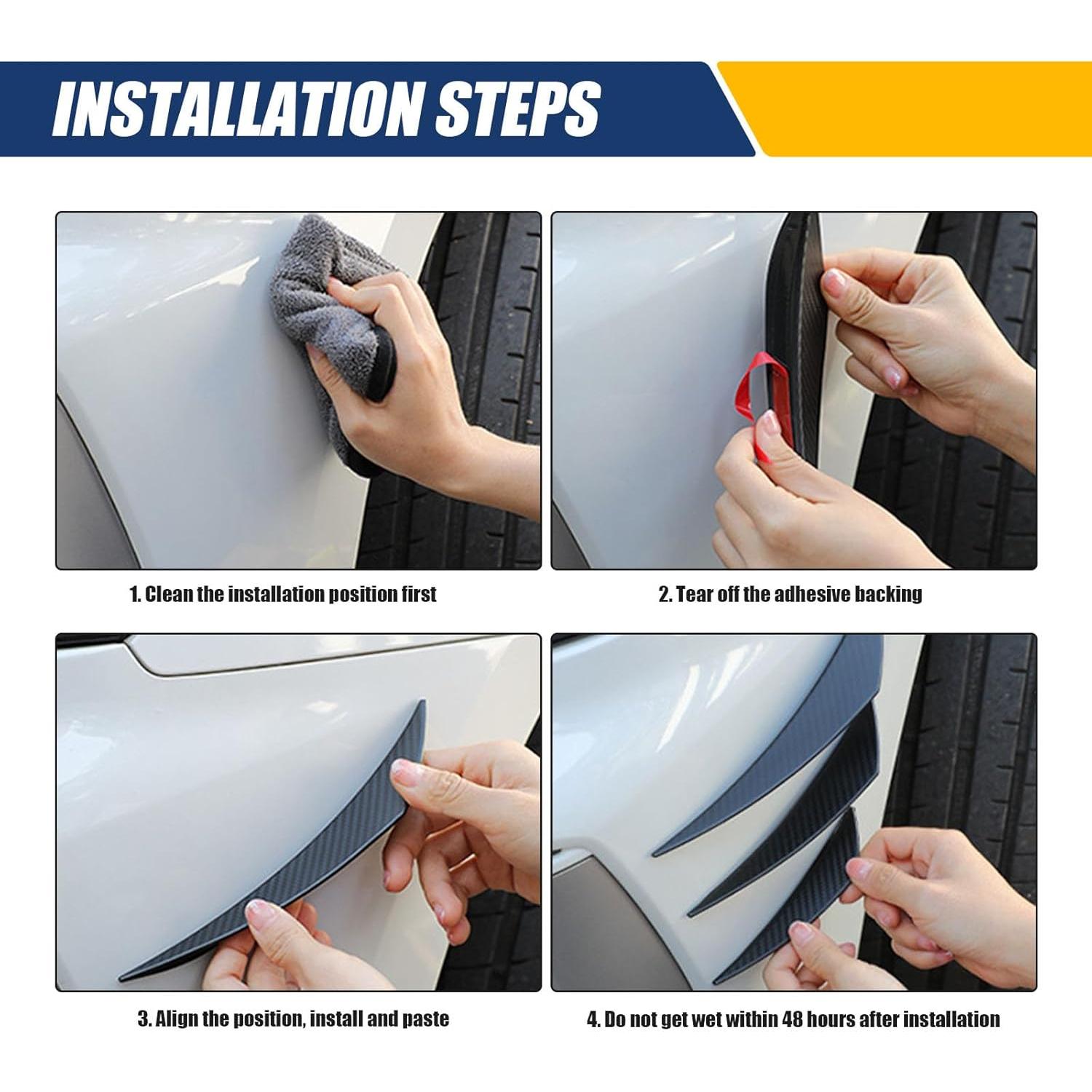 Kit de Spoiler Frontal Yumfugu 6 PCS PVC Carbono Negro