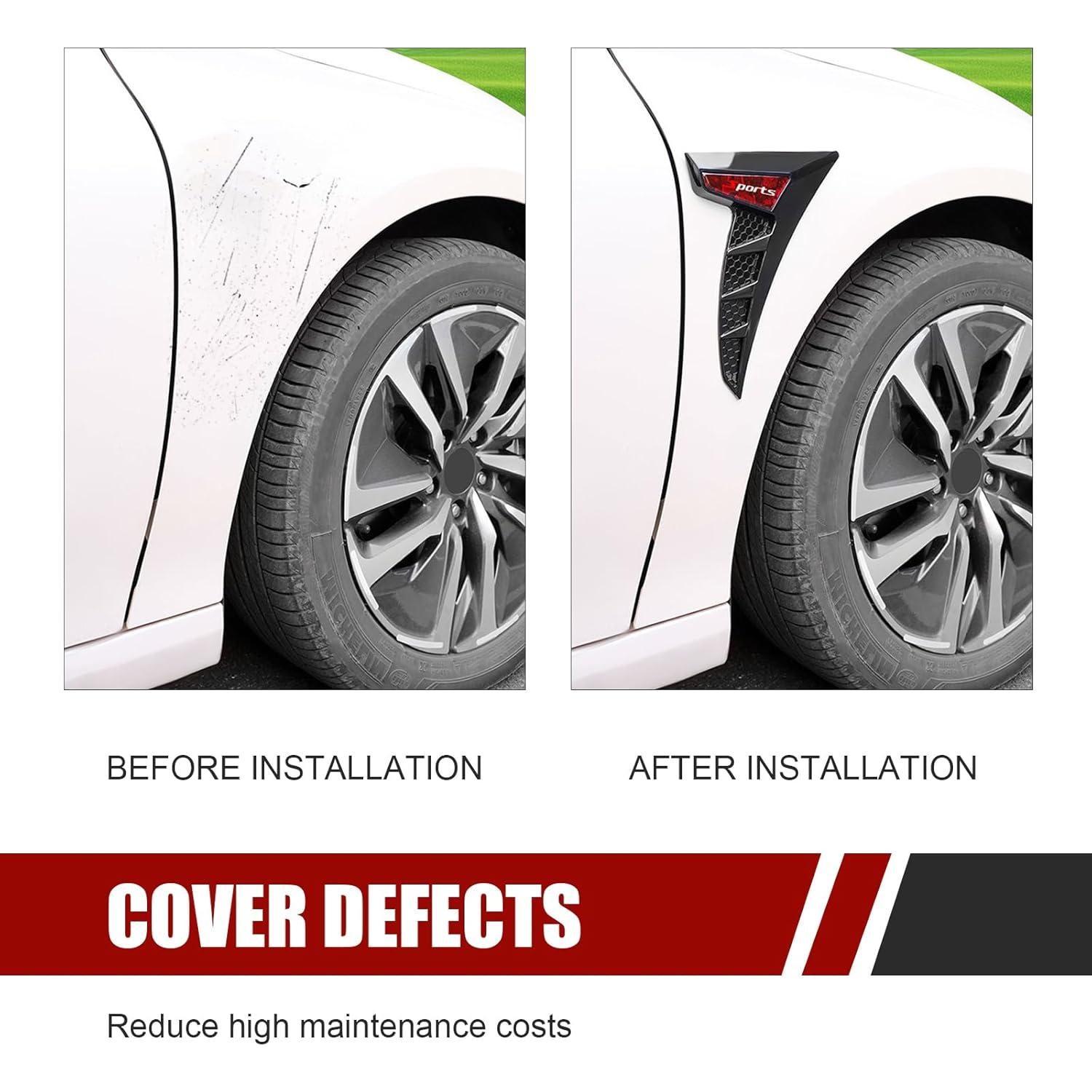 Calcomanías de Ventilación Lateral MOXRUQ 2PCS Rojo