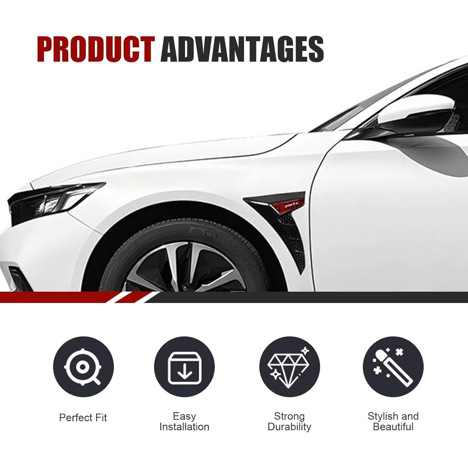 Calcomanías de Ventilación Lateral MOXRUQ 2PCS Rojo