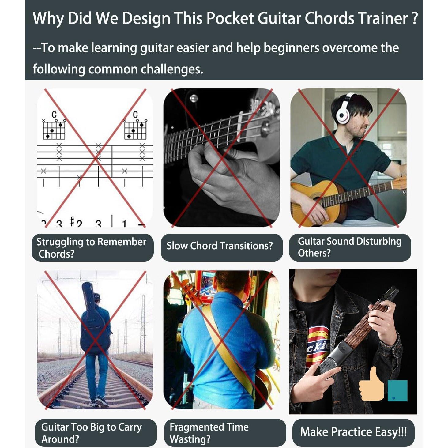 Entrenador de Acordes de Guitarra Moreup Portátil con Pantalla