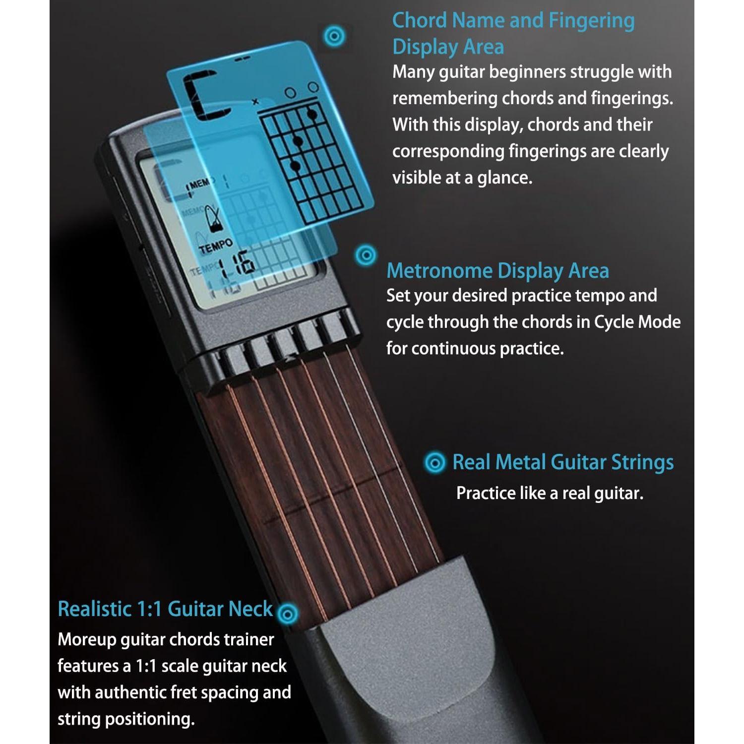 Entrenador de Acordes de Guitarra Moreup Portátil con Pantalla