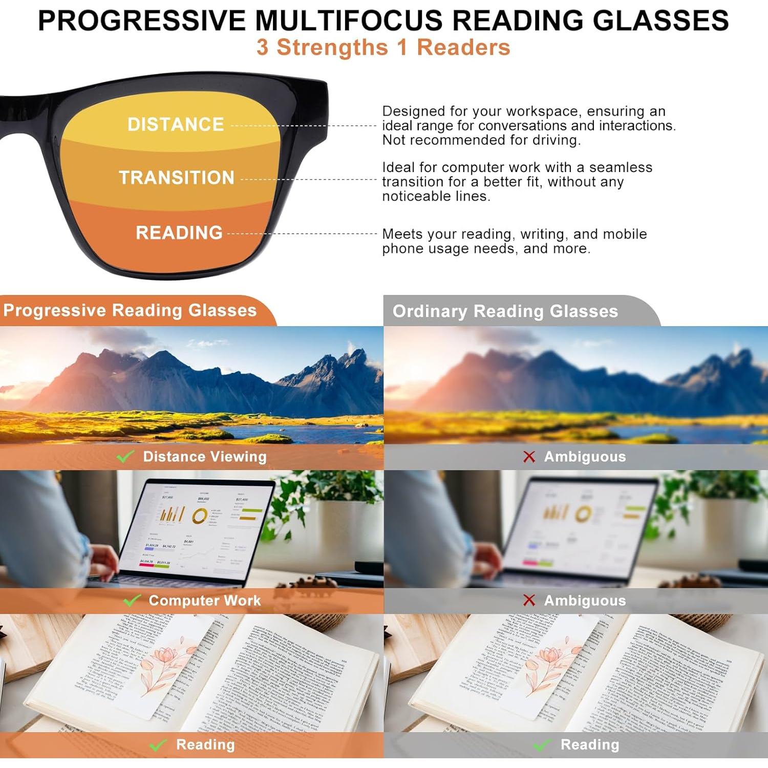 Gafas de lectura progresivas OuShiun fotocromáticas 1.5x