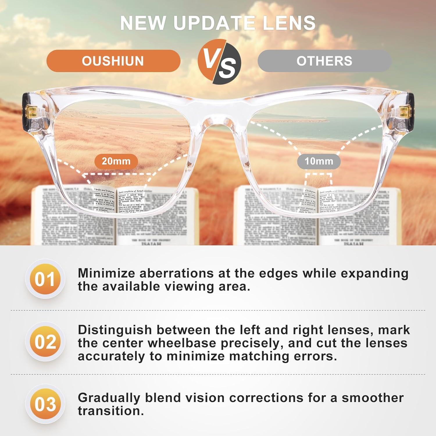 Gafas de lectura progresivas OuShiun fotocromáticas 1.0x