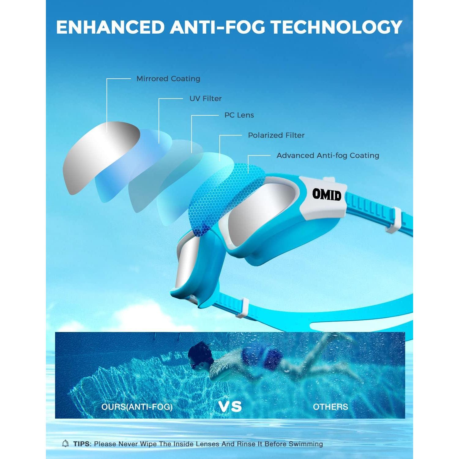 Gafas de natación OMID P2mini para niños, polarizadas y cómodas