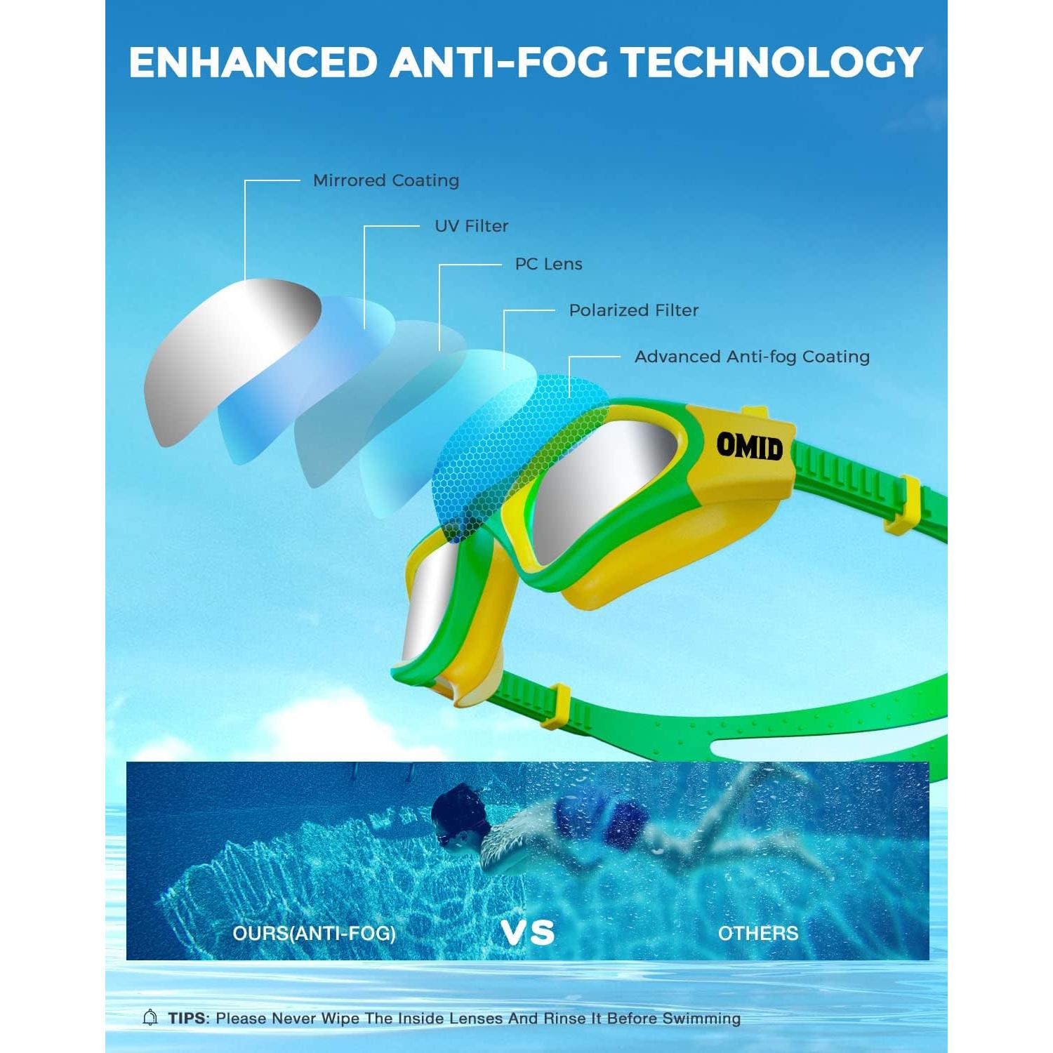 Gafas de natación OMID P2mini para niños, anti-vaho y UV
