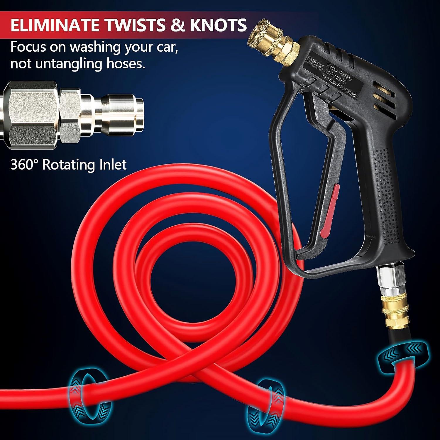 Pistola de Lavadora a Presión EARLEAS 4000 PSI Corta Giratoria