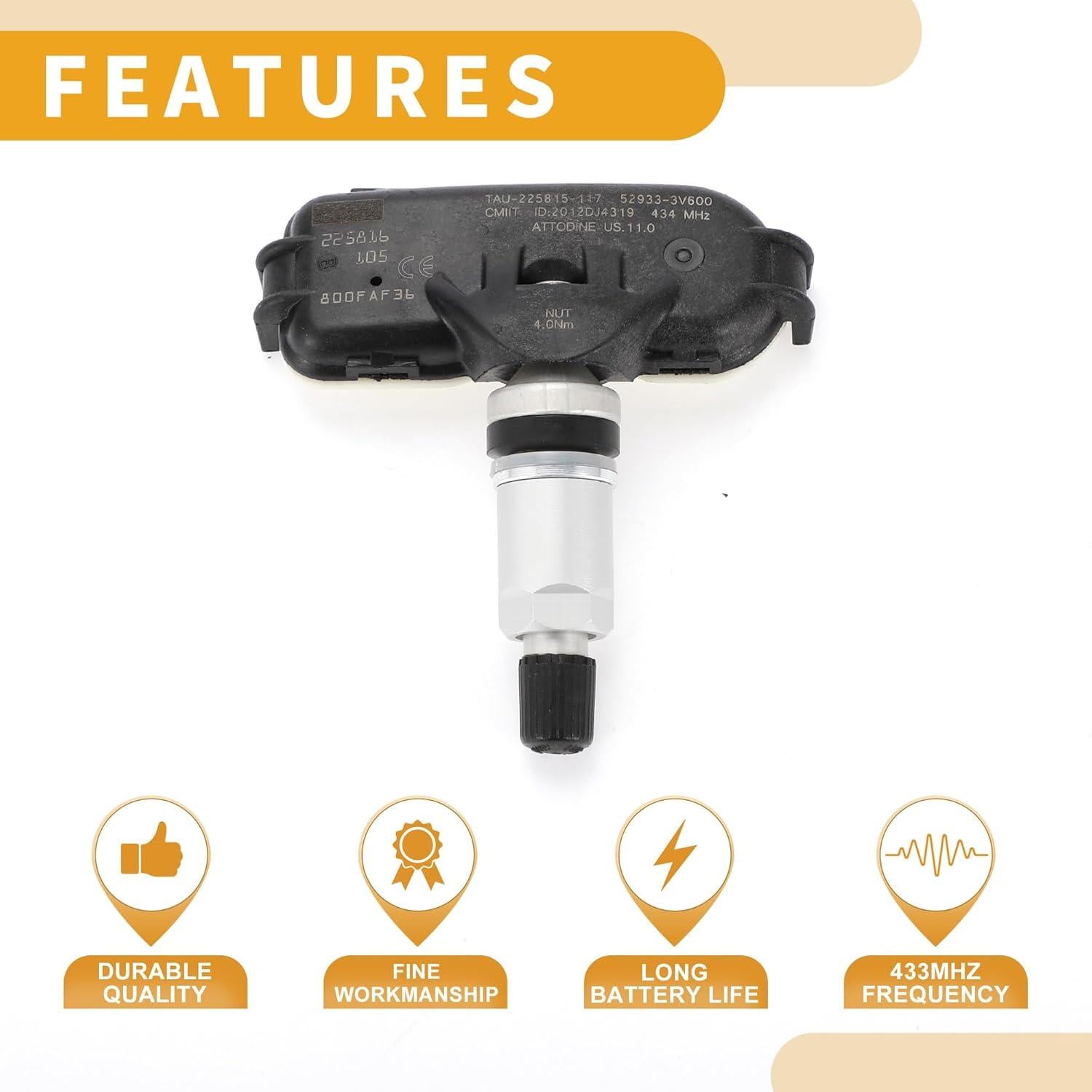 Sensor de Presión de Neumáticos Partuto 529333V600 para Hyundai Azera 2014-2017