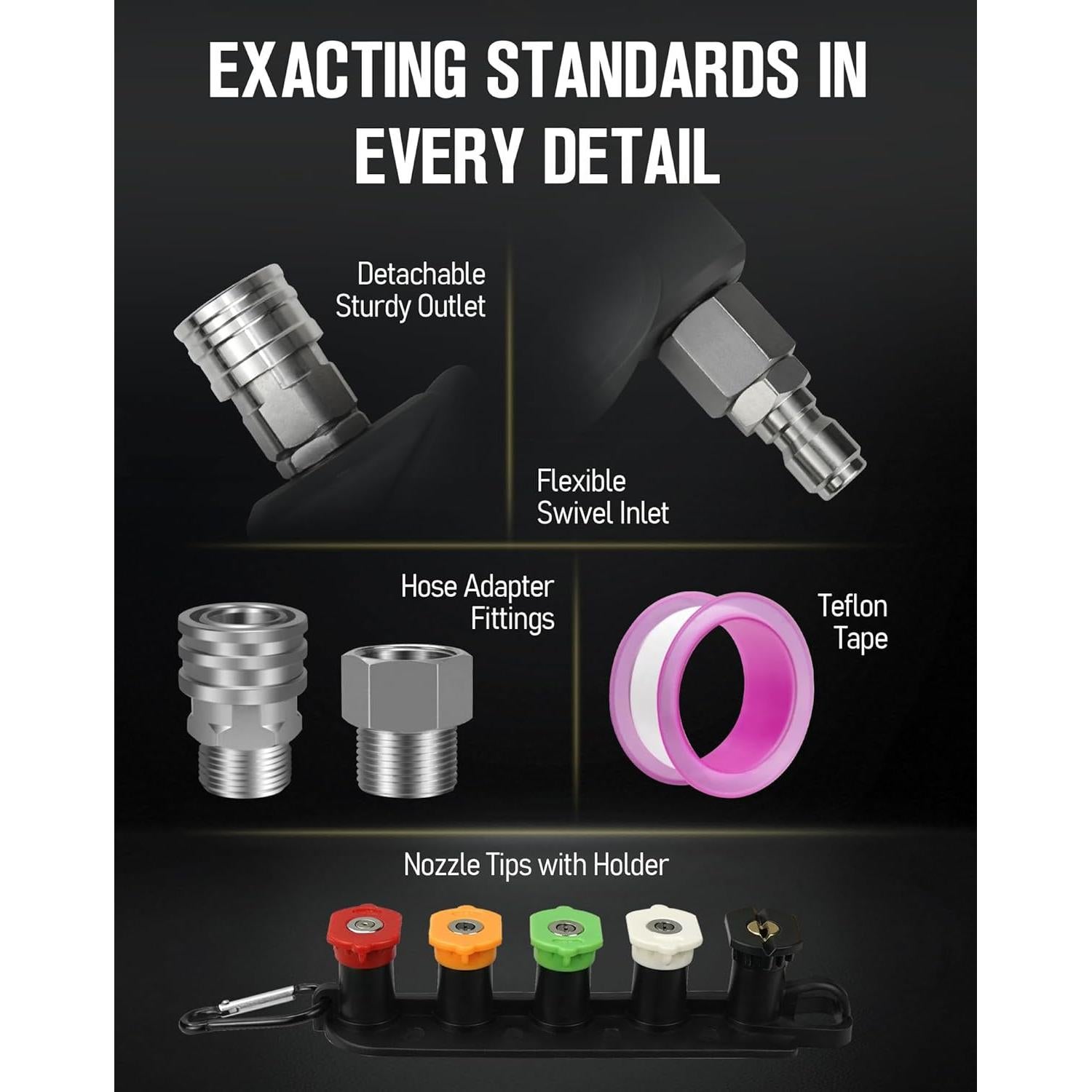 Pistola de Lavado a Presión Lidodola 5000 PSI con 5 Boquillas