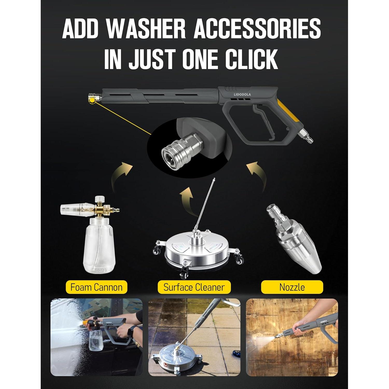 Pistola de Lavado a Presión Lidodola 5000 PSI con 5 Boquillas