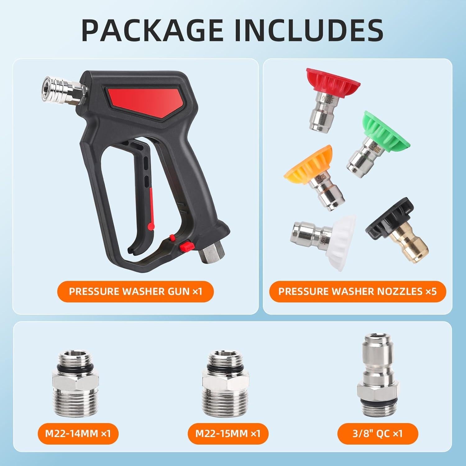 Pistola de Lavado a Presión Corto Javneo 5000 PSI 10.5 GPM