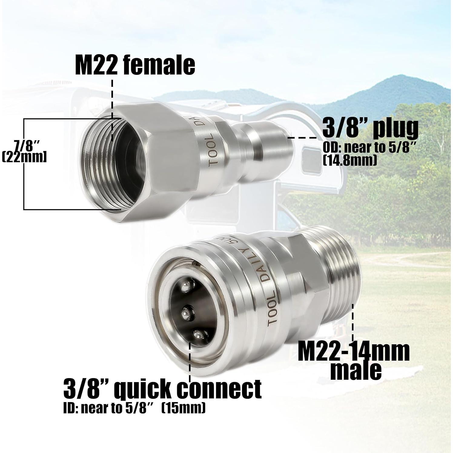 Juego de Adaptadores Giratorios Tool Daily M22 14mm a 3/8" 5000 PSI