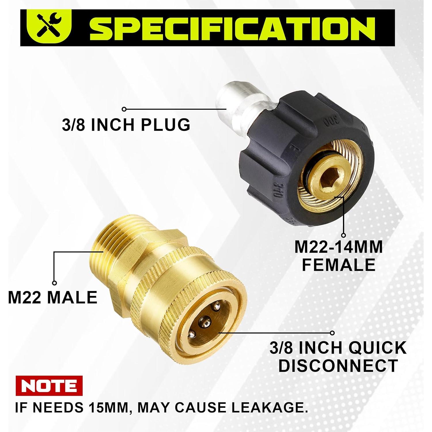 Conjunto de Adaptadores de Lavadora a Presión M MINGLE 8 Piezas