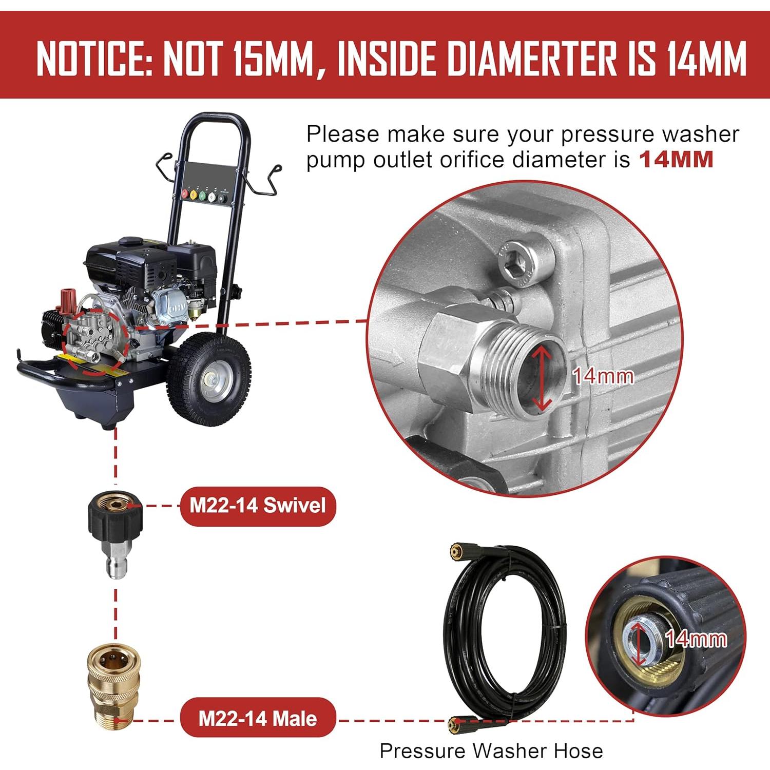 Juego de Adaptadores para Lavadora a Presión WOJET M22 14mm