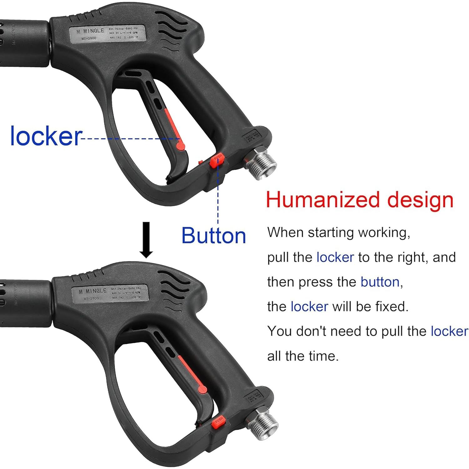 Pistola de Lavado a Presión M MINGLE Corta 5000 PSI 5 Boquillas