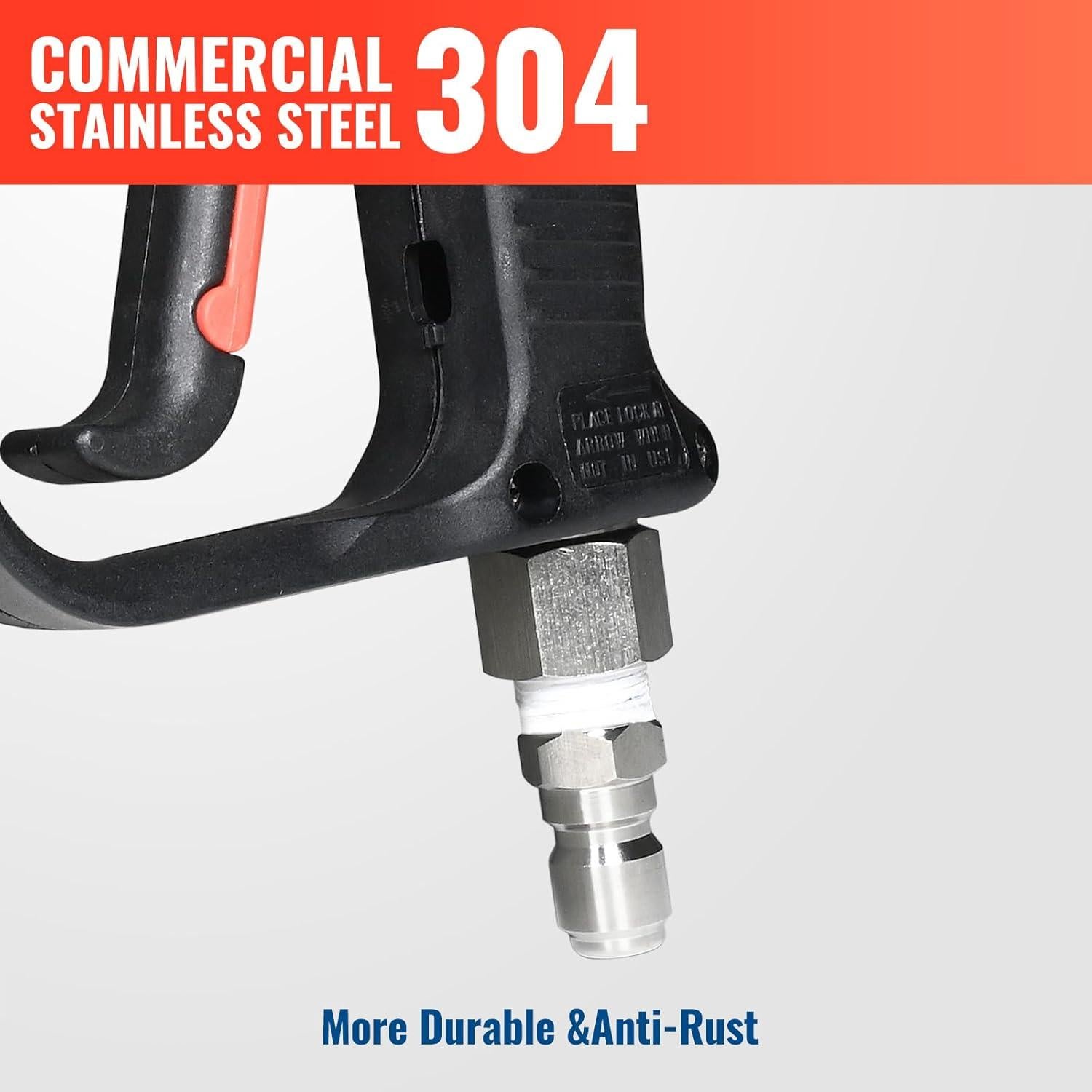 Pistola de Lavadora a Presión YAMATIC Corto 5000 PSI Acero Inoxidable