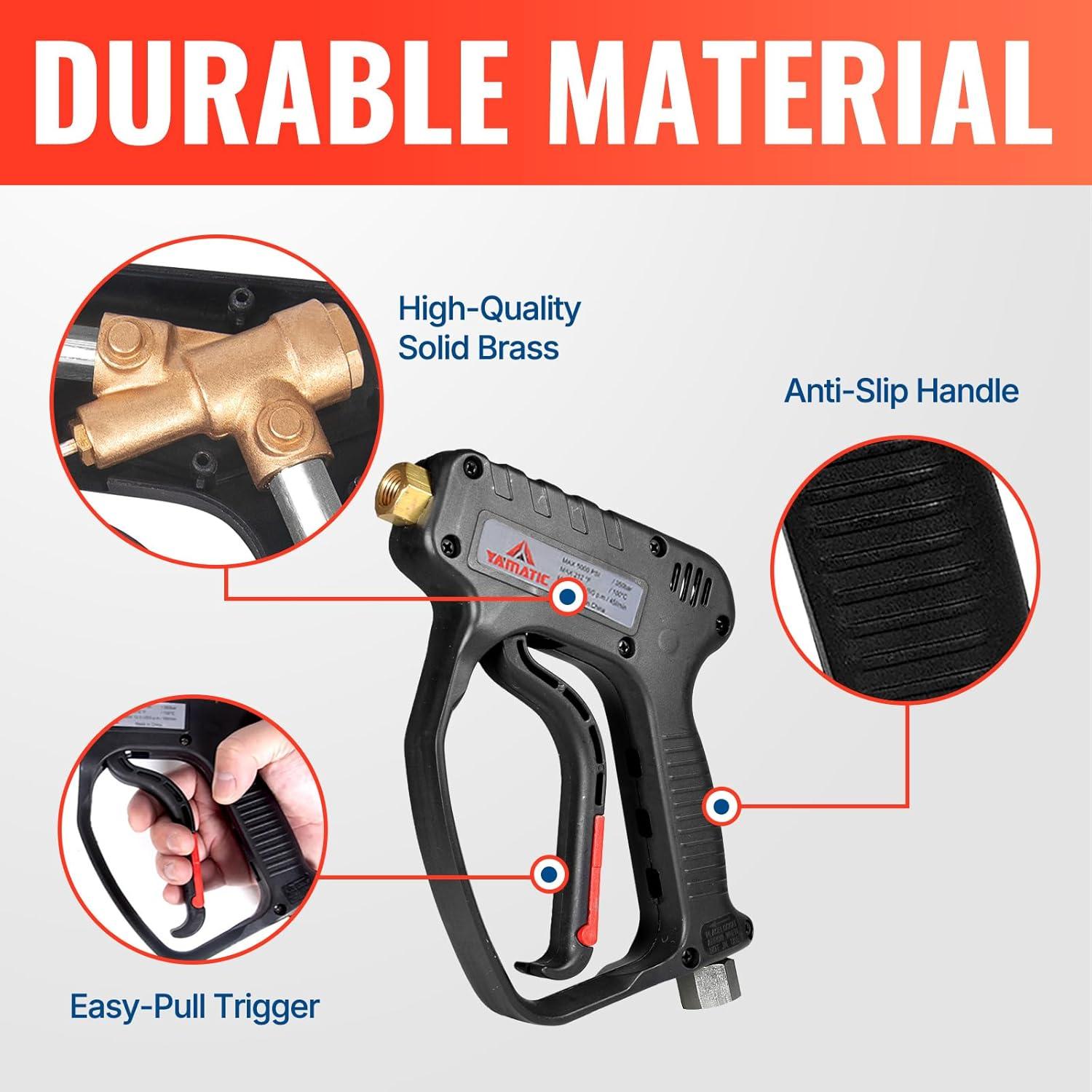 Pistola de Lavadora a Presión YAMATIC Corto 5000 PSI Acero Inoxidable