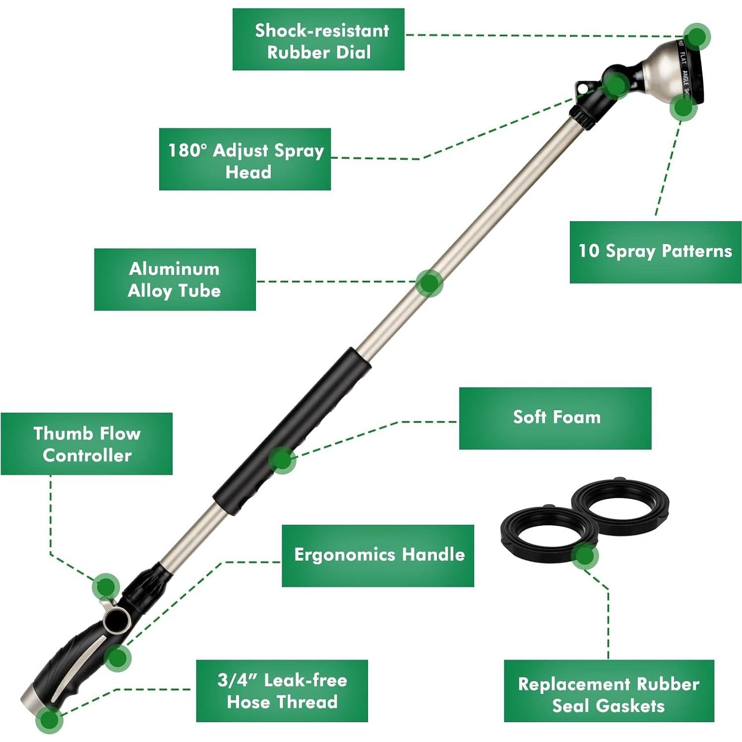 Varilla de Riego Larga Restmo 91 cm con 10 Patrones de Riego