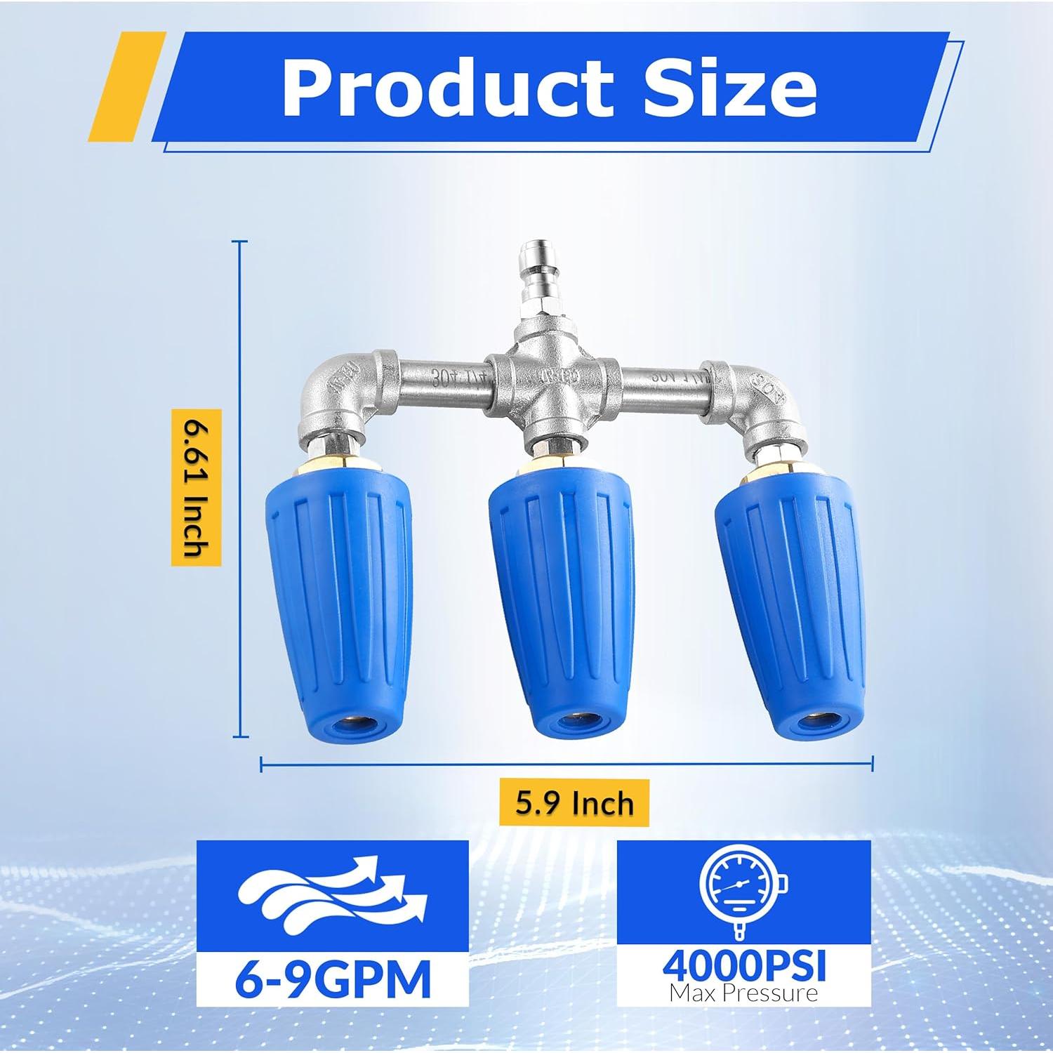 Boquilla Turbo Triple TasuoX 4000 PSI 3 en 1 para Lavadora