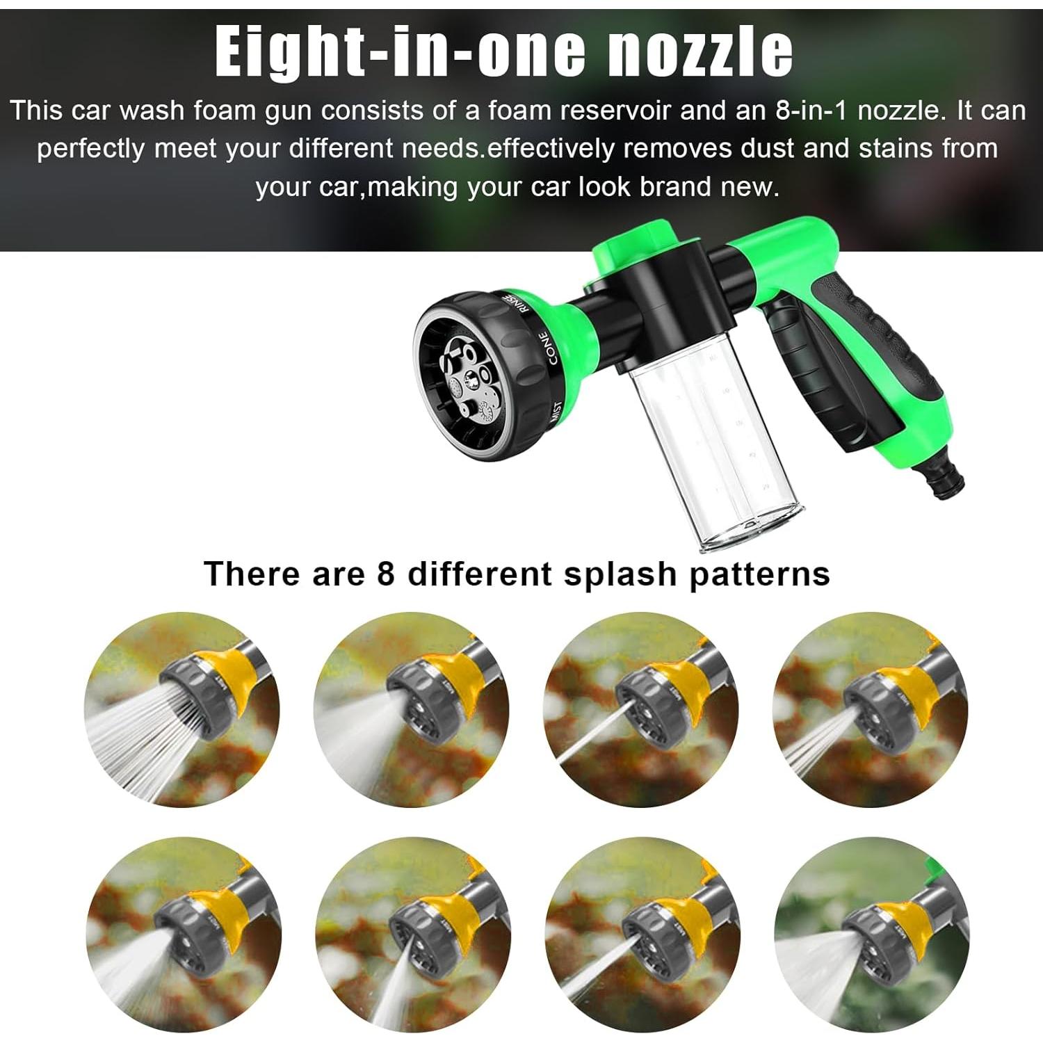 Boquilla de Lavado de Autos Wevdn, Alta Presión 8 Patrones Verde