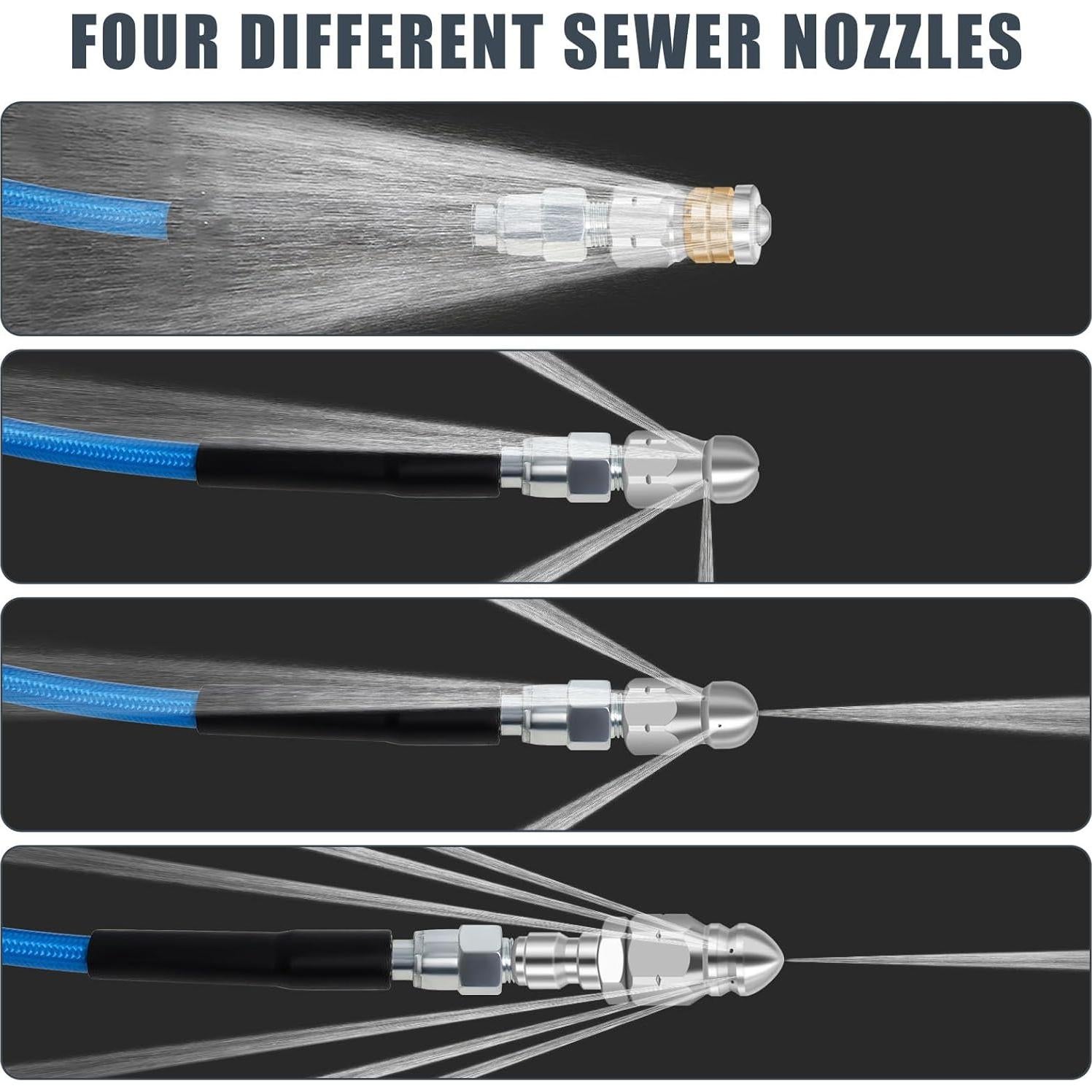 Kit de Jetter de Alcantarillado Zejoot 30.48 m 5800 PSI Azul