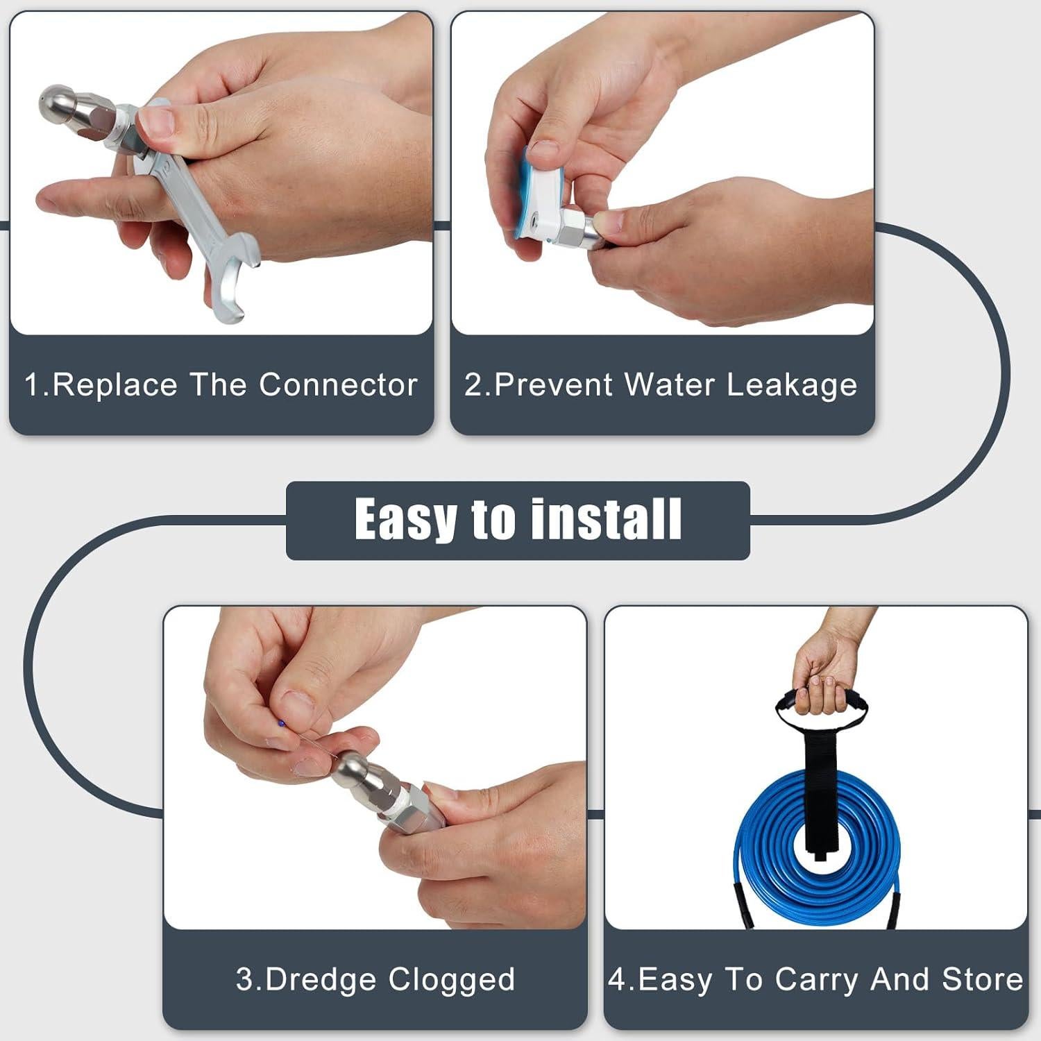 Kit de Jetter de Alcantarillado Zejoot 30.48 m 5800 PSI Azul