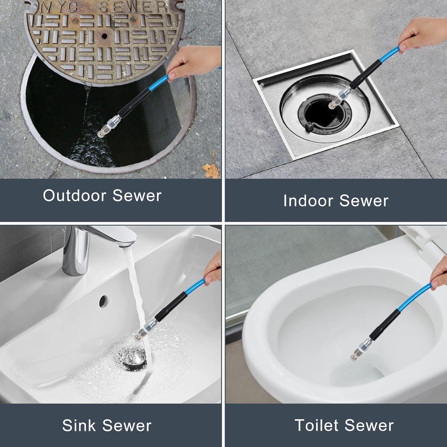 Kit de Jetter de Alcantarillado Zejoot 30.48 m 5800 PSI Azul