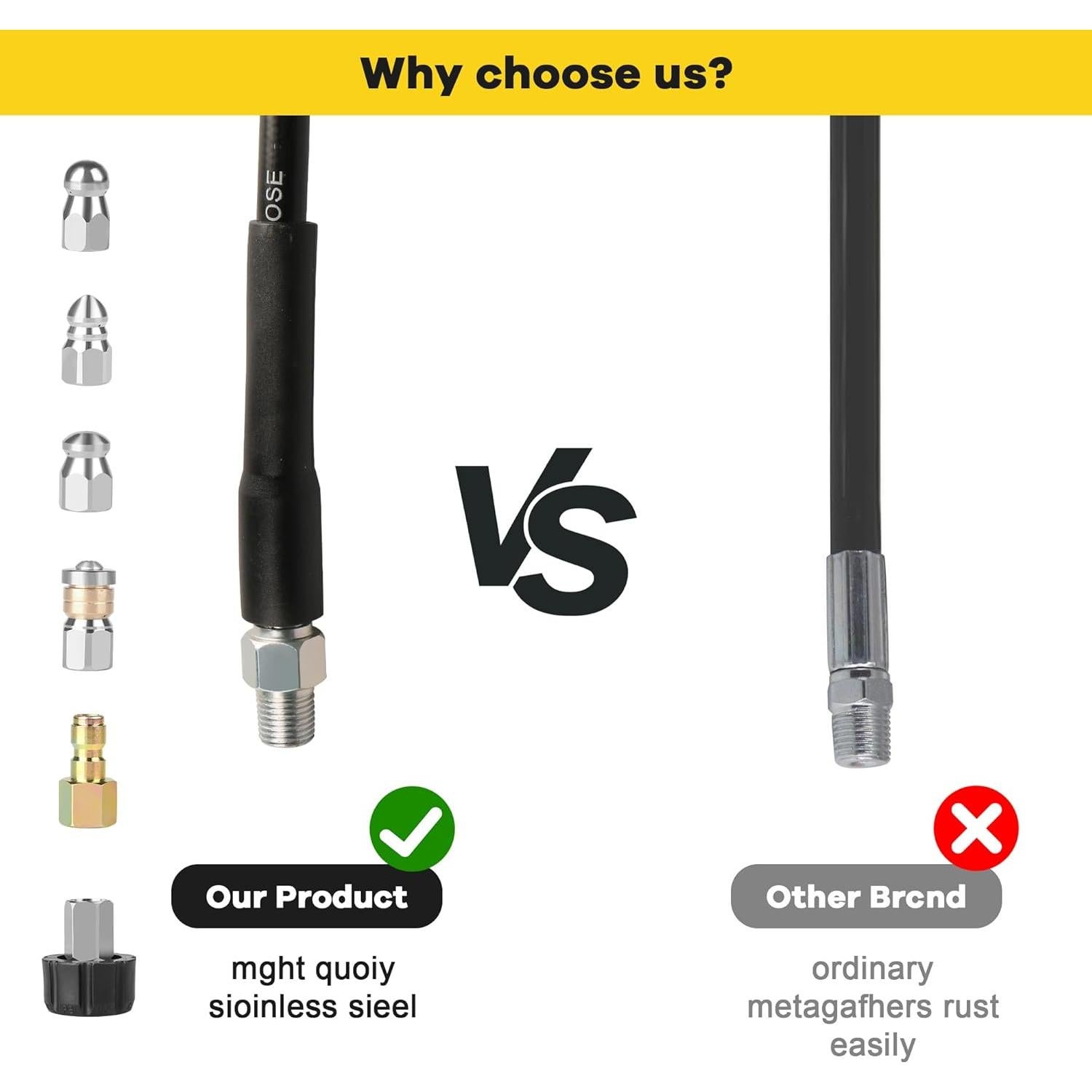 Kit Jetter de Drenaje STARREY 30.48m 5800PSI Manguera y Boquillas