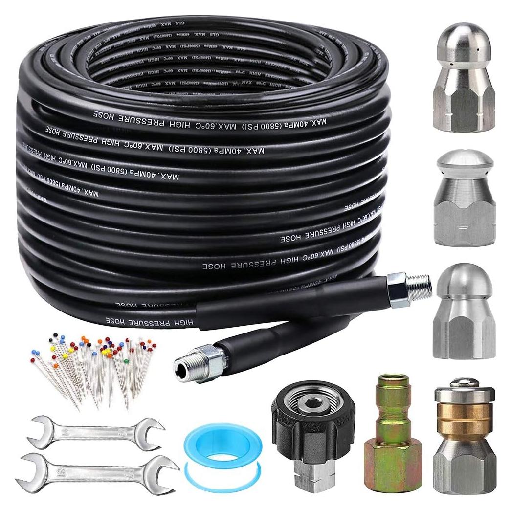 Kit de limpieza de alcantarillado ZOFINE 30.48m 5800PSI