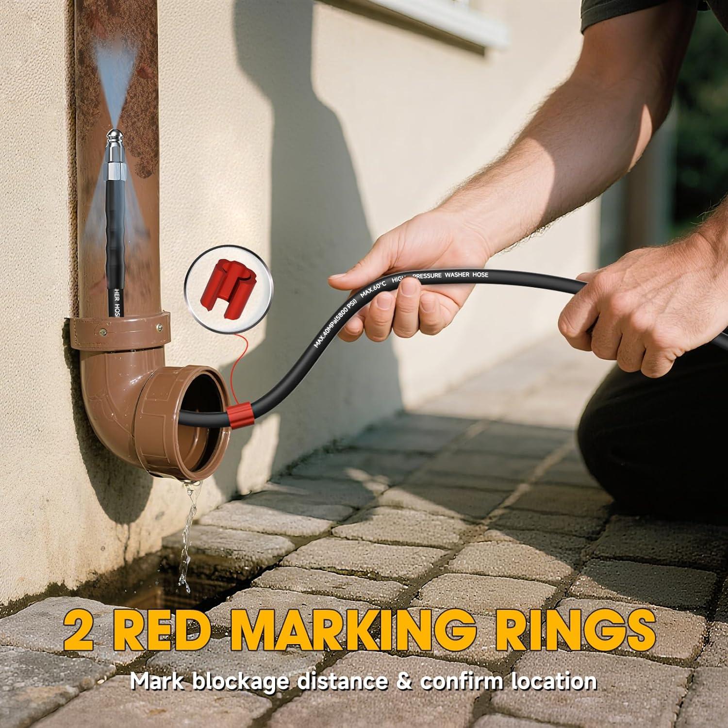 Kit de Jetter de Alcantarillado TUTULUCK 15m 5800PSI 3 Boquillas