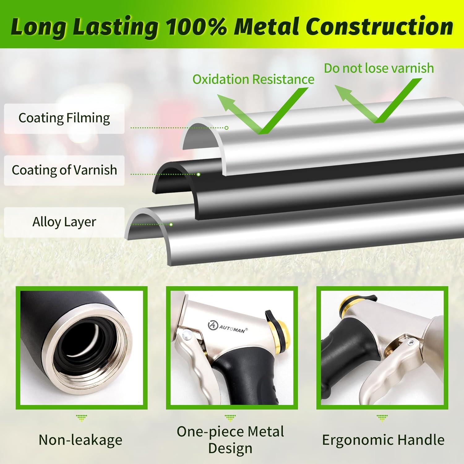 Boquilla de Manguera de Jardín AUTOMAN 100% Metal Ajustable