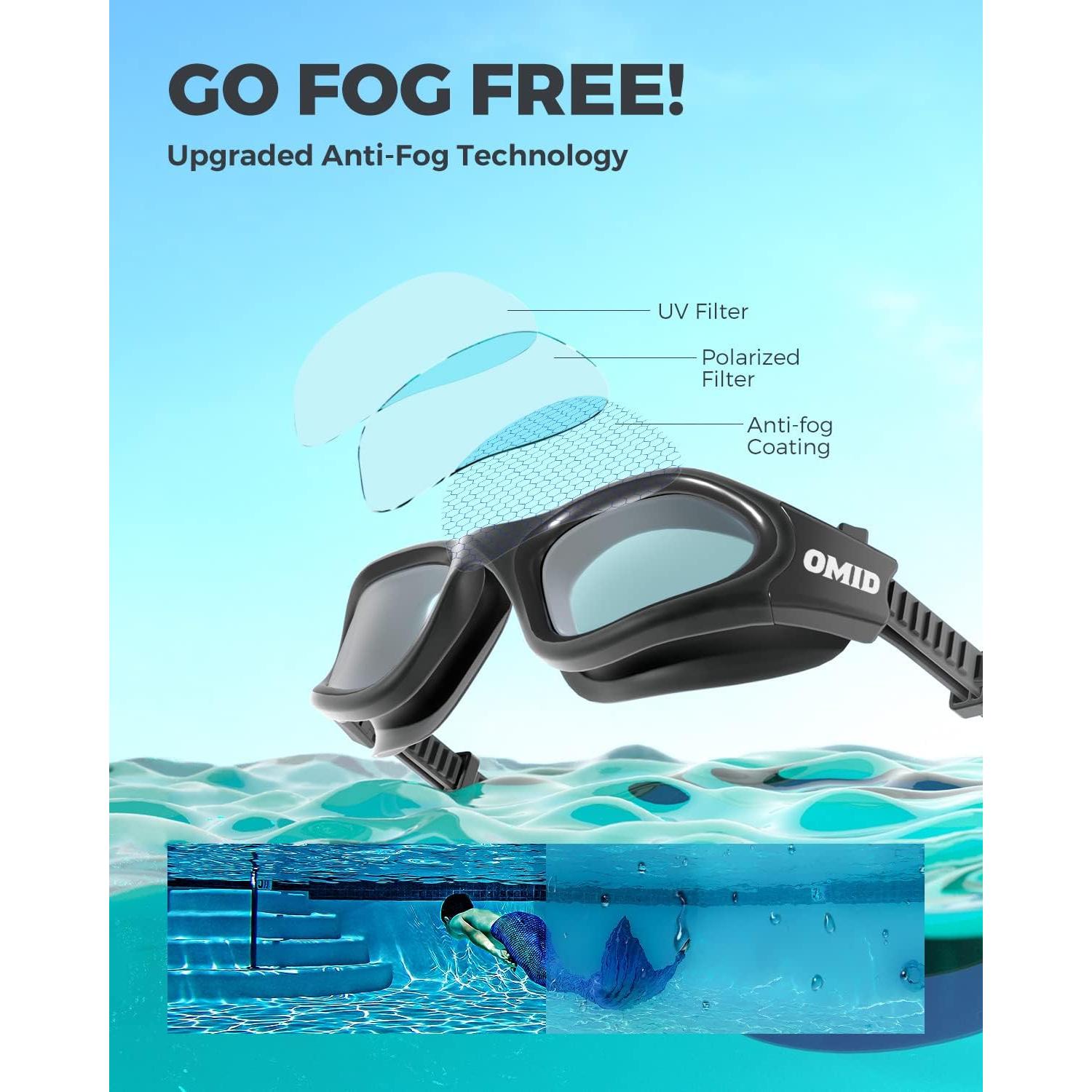 Gafas de natación OMID polarizadas antiempañantes para adultos