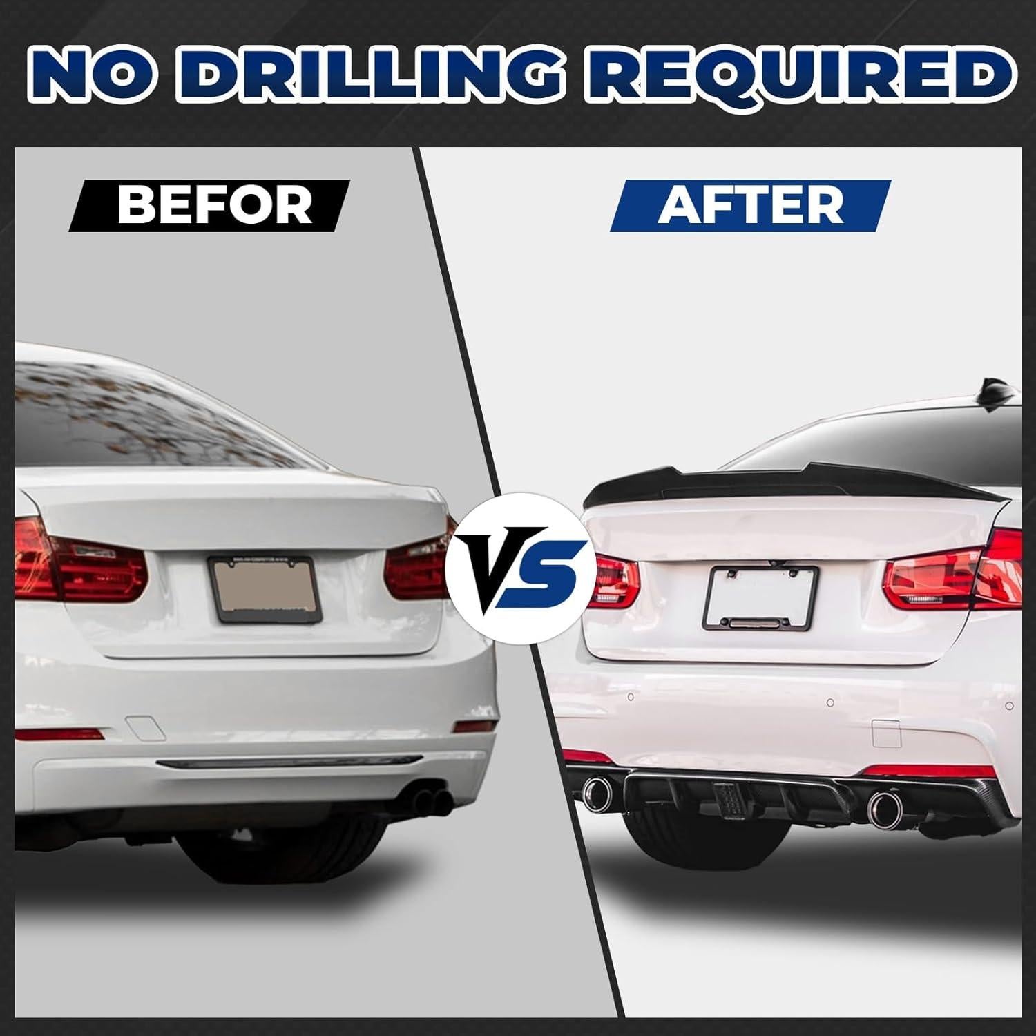 Spoiler Trasero YESENTECH F30 F80 M3 2012-2018 Negro Brillante