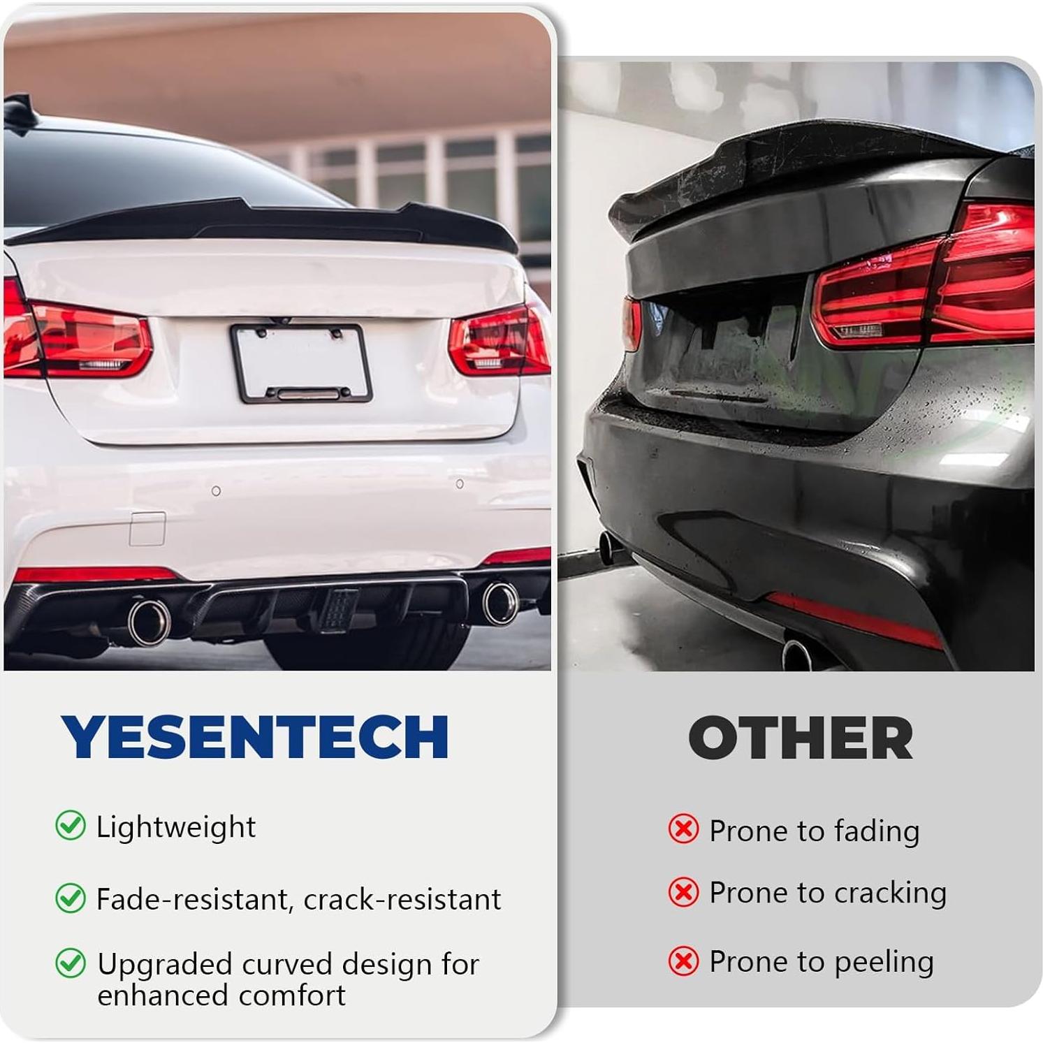 Spoiler Trasero YESENTECH F30 F80 M3 2012-2018 Negro Brillante