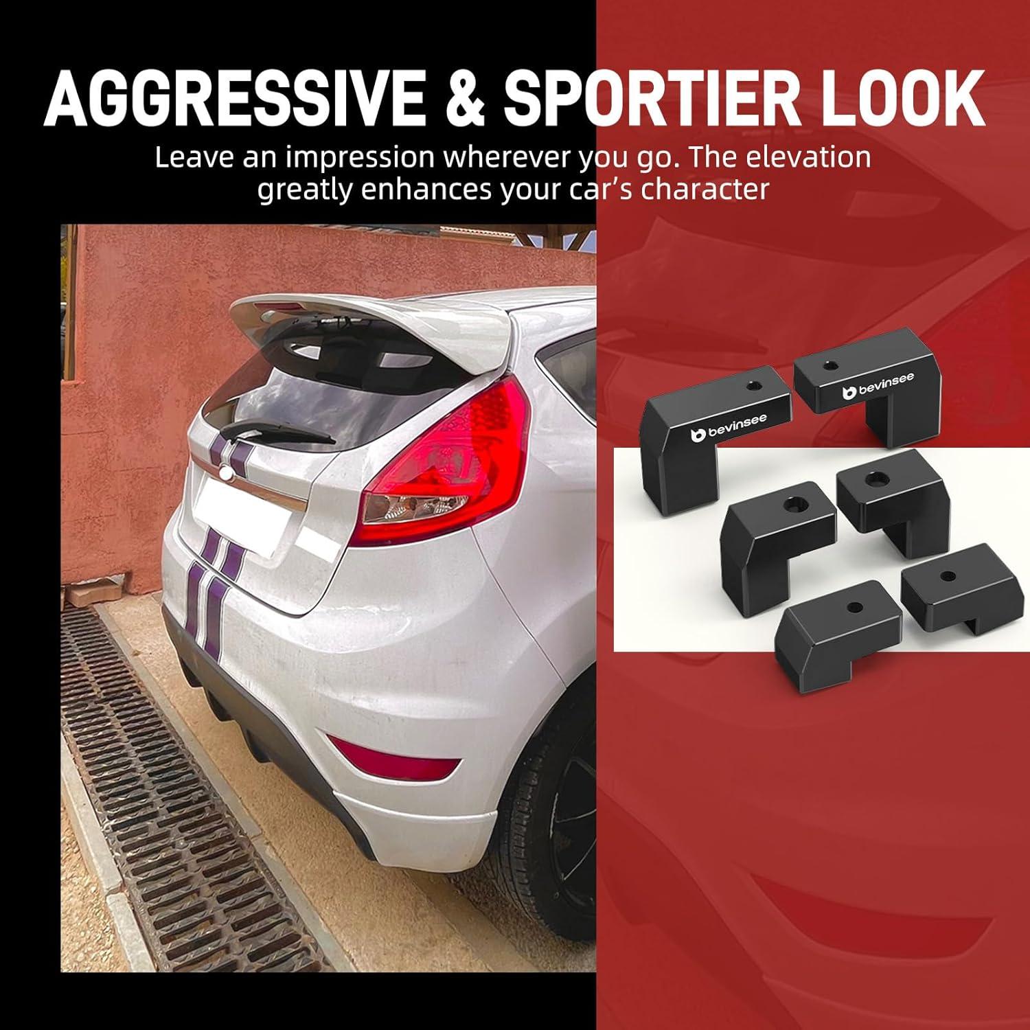 Kit de Extensión de Alerón Bevinsee Rojo para Ford Fiesta ST 2014-2019