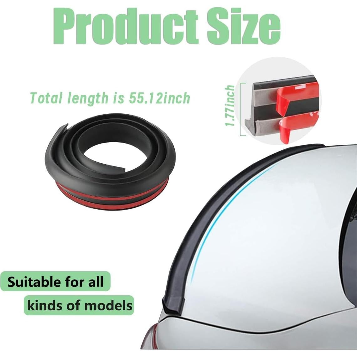 Kit de alerón trasero Ziciner para maletero de coche 140x4.5cm